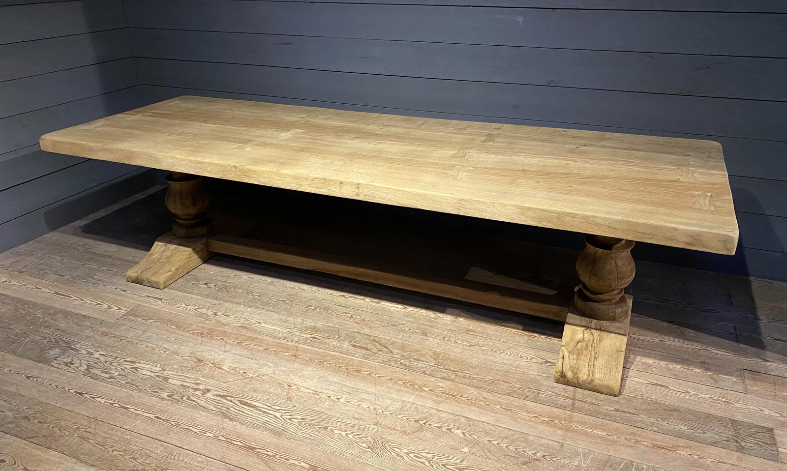 Very Large French Bleached Oak Farmhouse Dining Table (1 of 1)