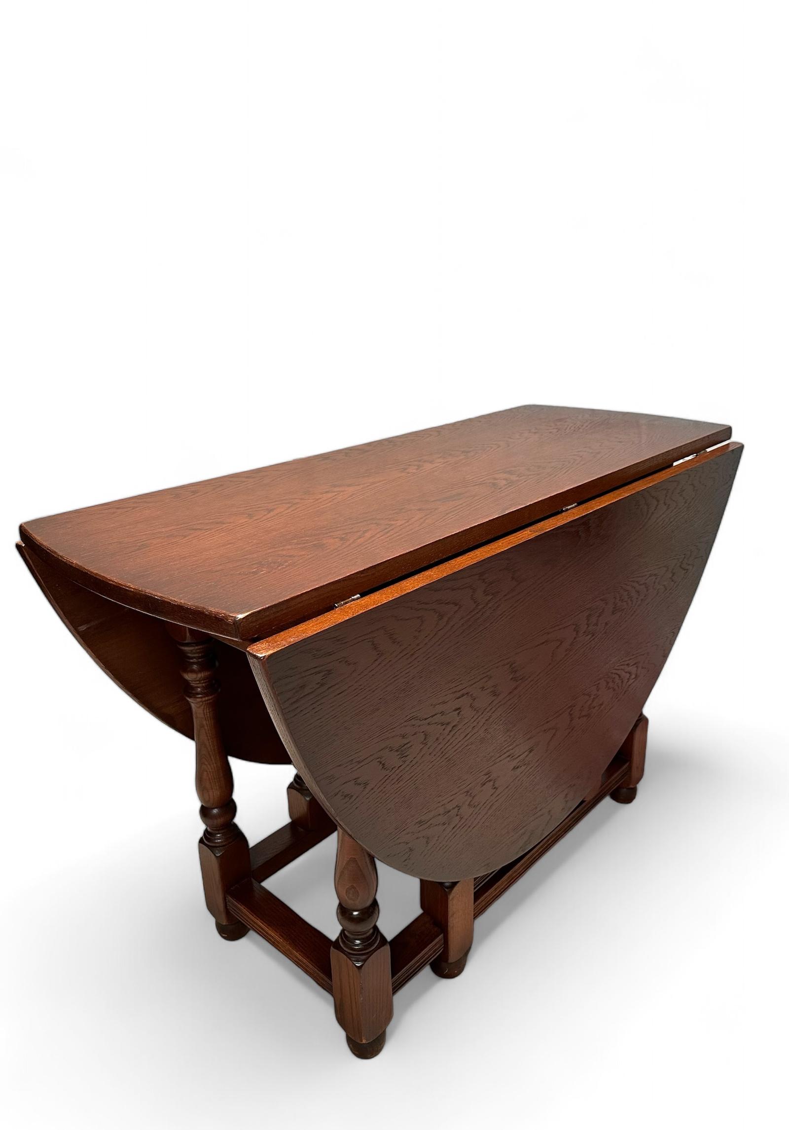 Vintage Old Charm Wood Brothers / Oak Gate Leg Drop Leaf Dining Table c.1970 / Tudor Brown (1 of 10)