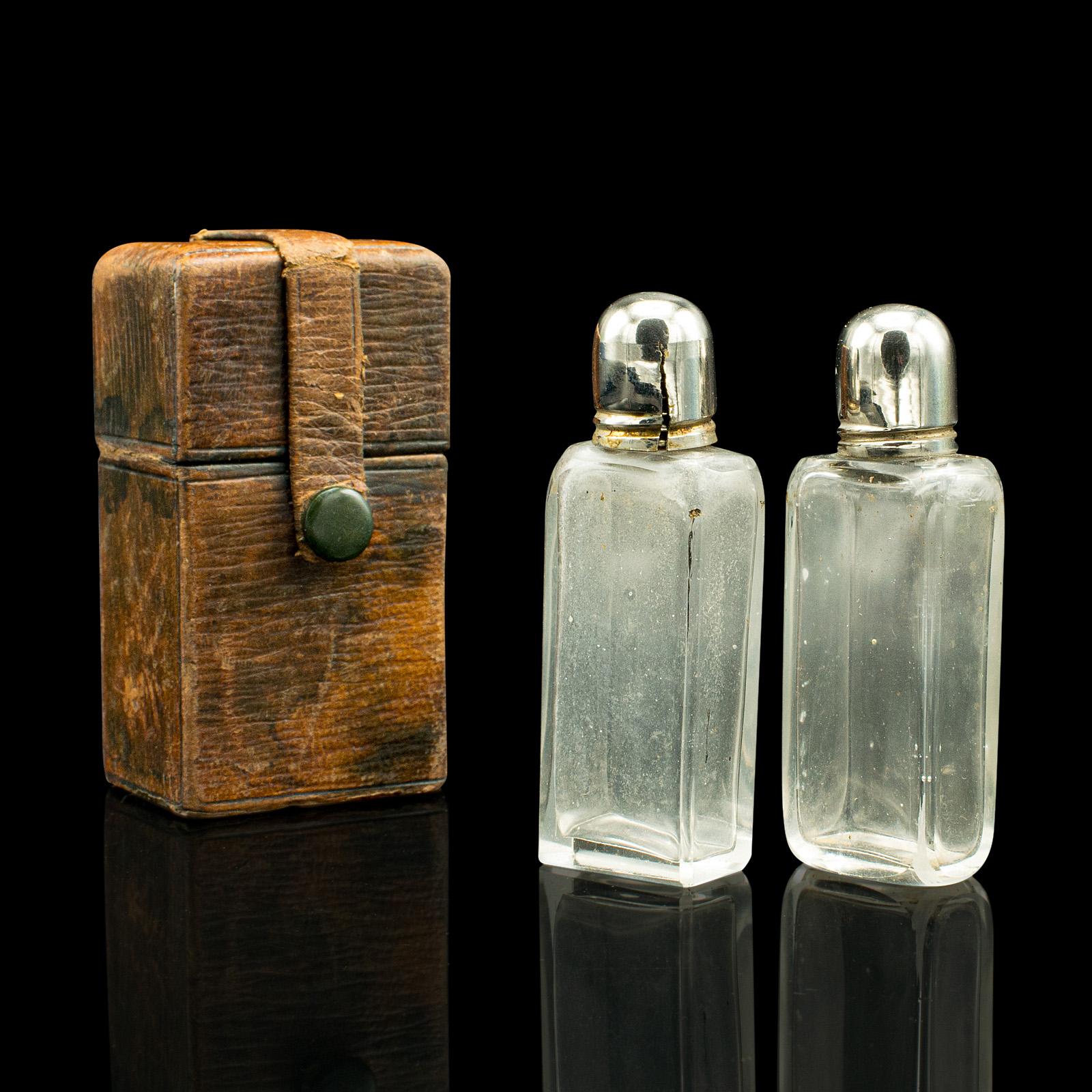 Small Antique Travelling Perfume Case, English, Leather, After Asprey - Victorian (1 of 11)