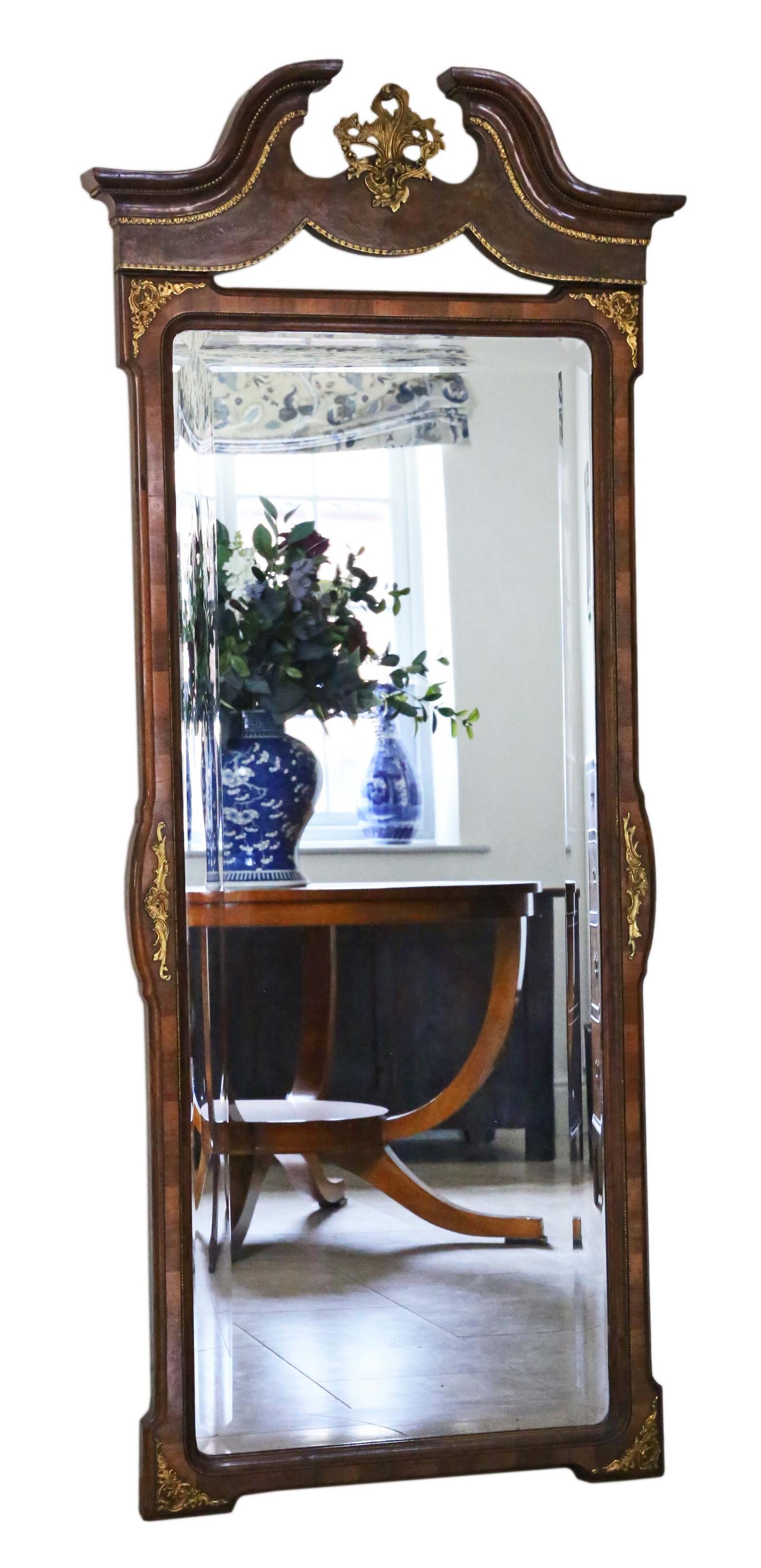 Large Quality Burr Walnut Full-height Antique Wall Mirror from Circa 1910 (1 of 12)