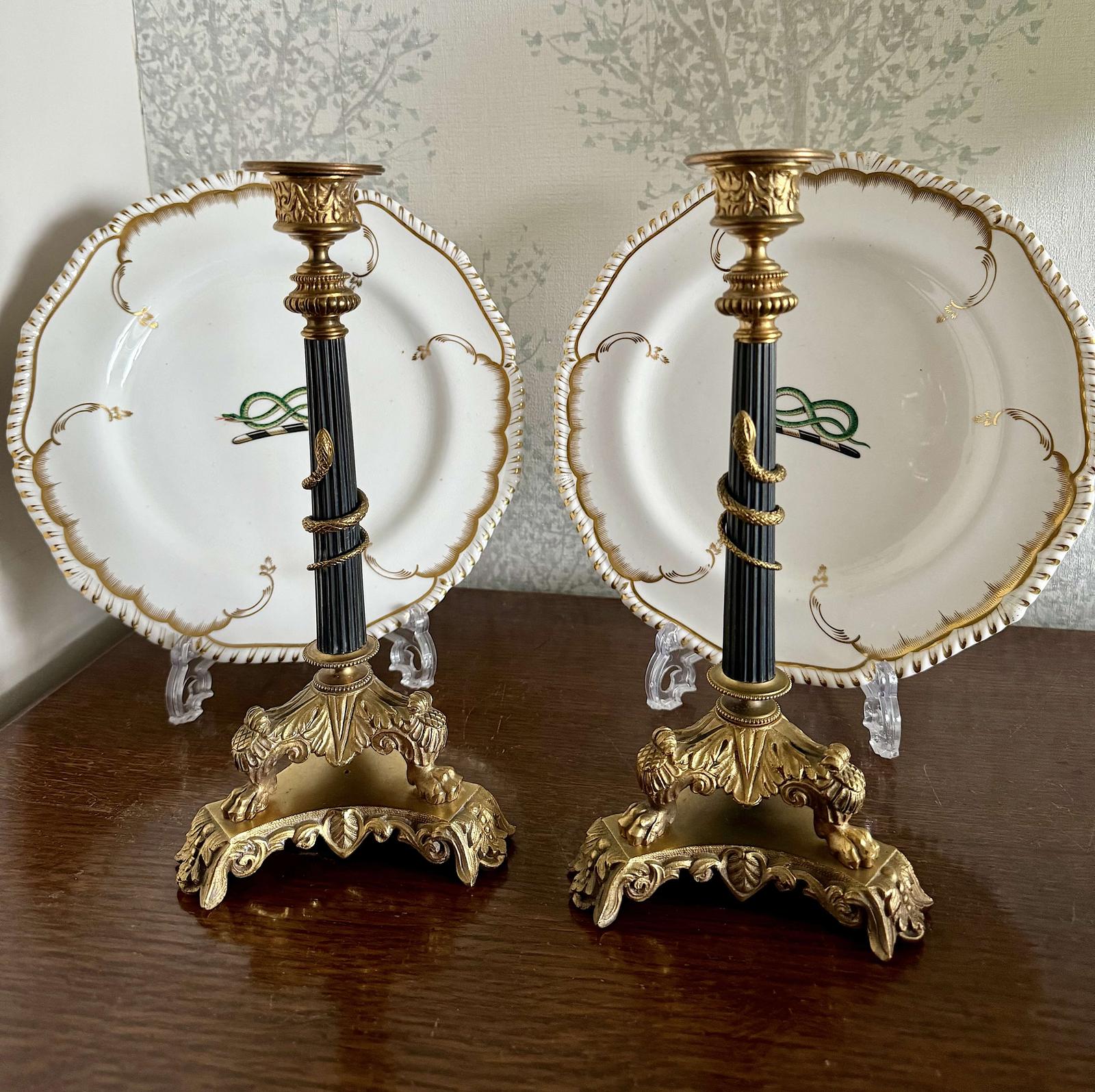 Pair of French Empire Gilt Candlesticks C1850-70 (1 of 6)