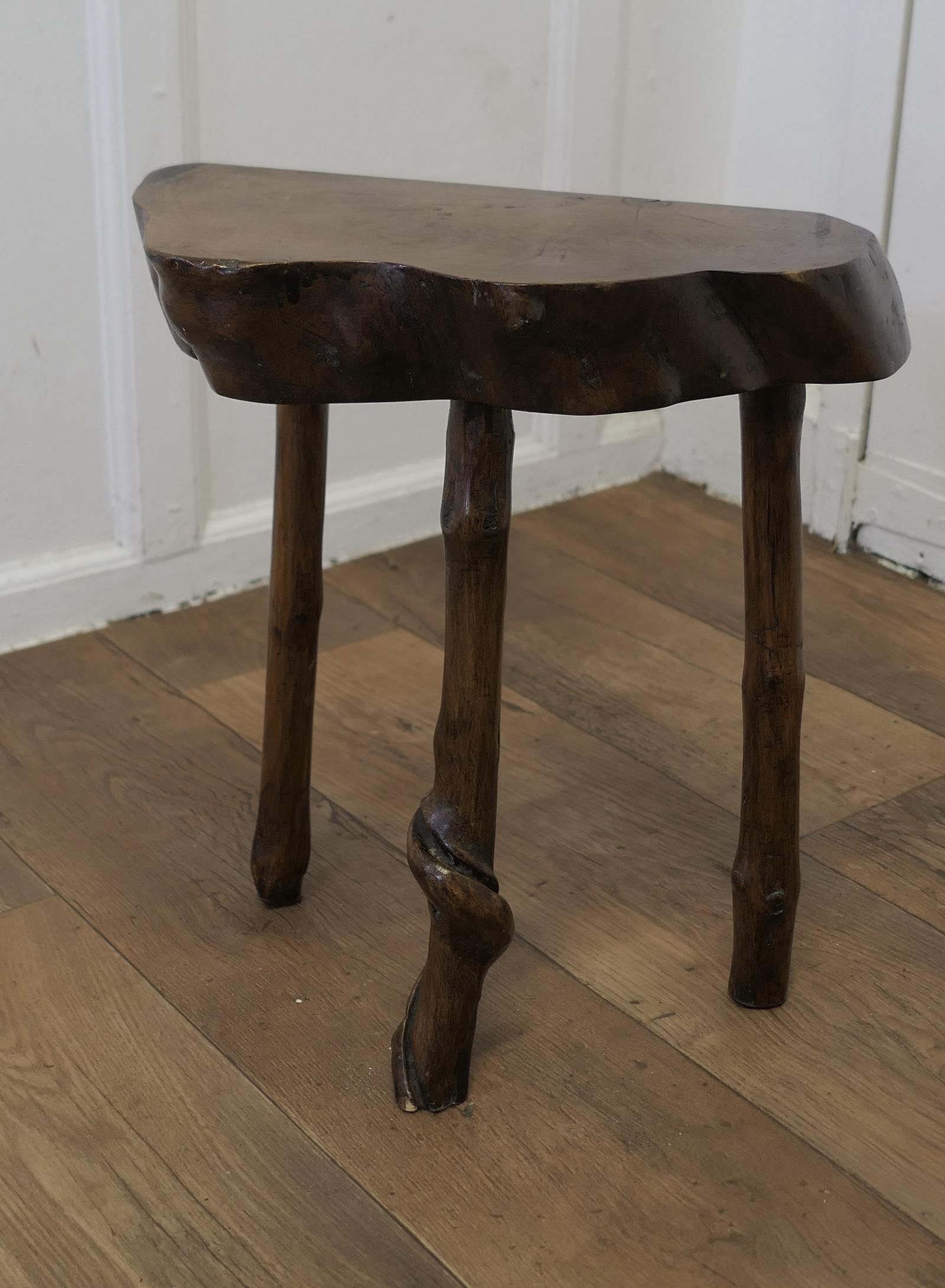 Solid Slice of Live Edge Elm Rustic Stool (1 of 6)