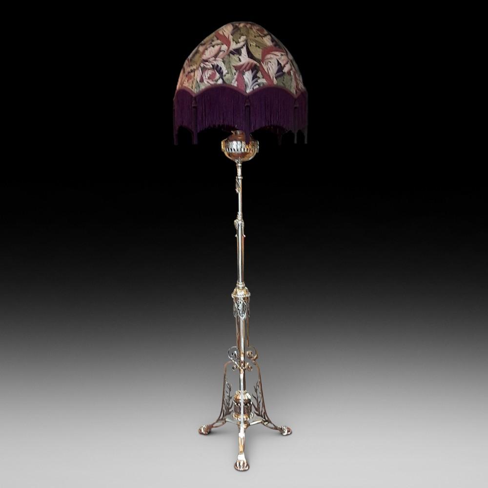 Late Victorian Brass & Copper Brass Extending Standard Oil Lamp (1 of 8)