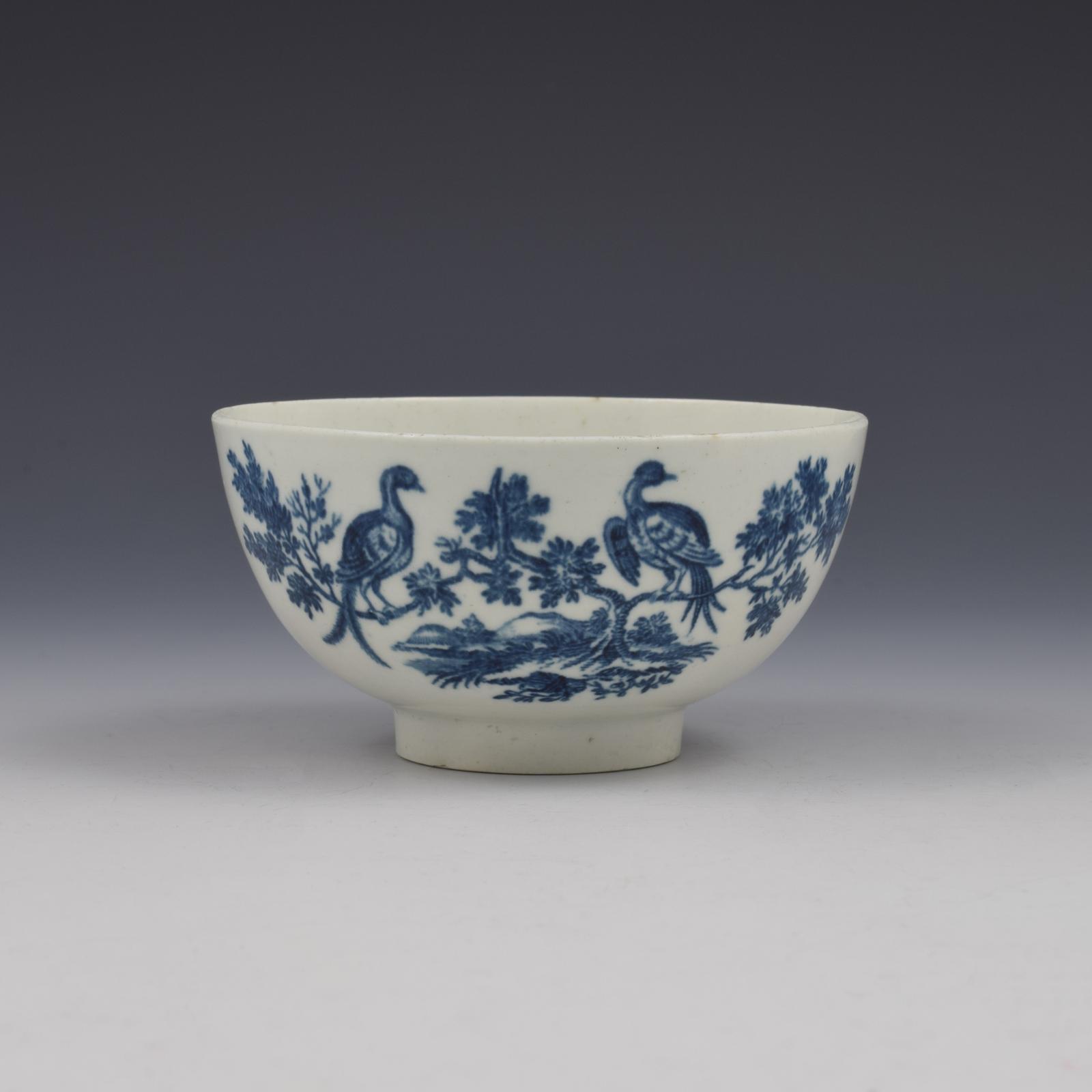 First Period Worcester Porcelain Birds In Branches Slop Bowl c.1770 (1 of 6)