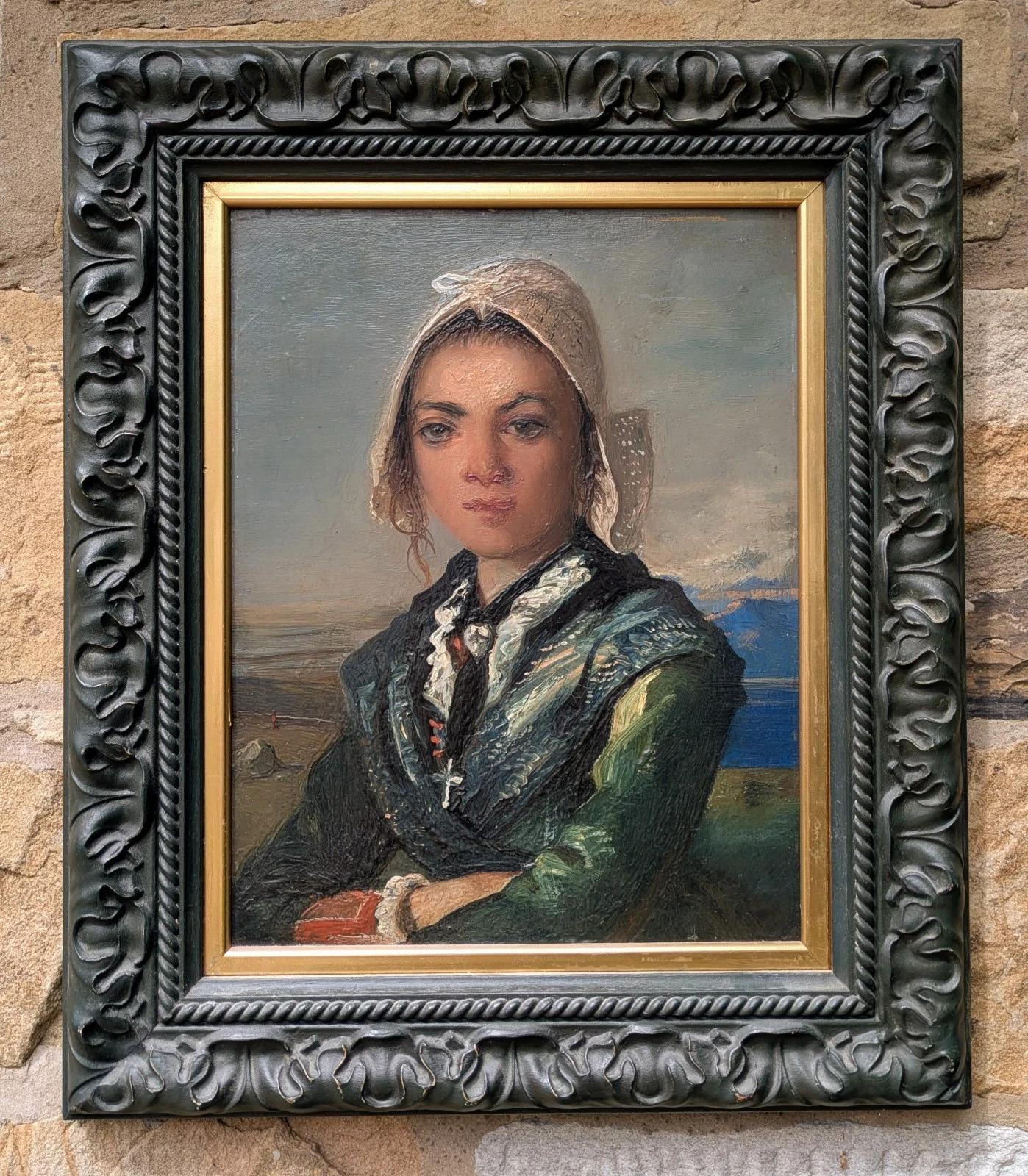 Oil Painting Portrait on Board Young Girl (1 of 7)