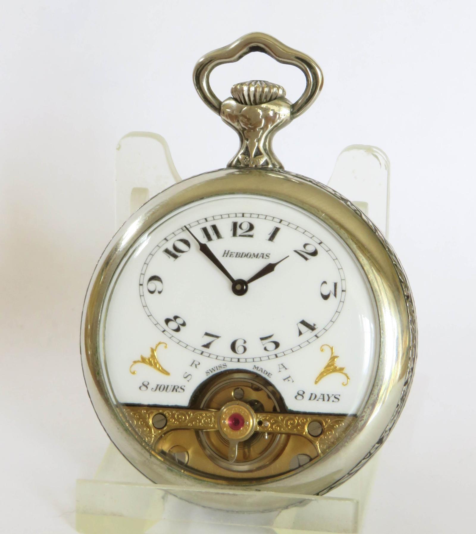 Pocket Watch : 1960s Hebdomas Pocket Watch, Super Condition (1 of 5)