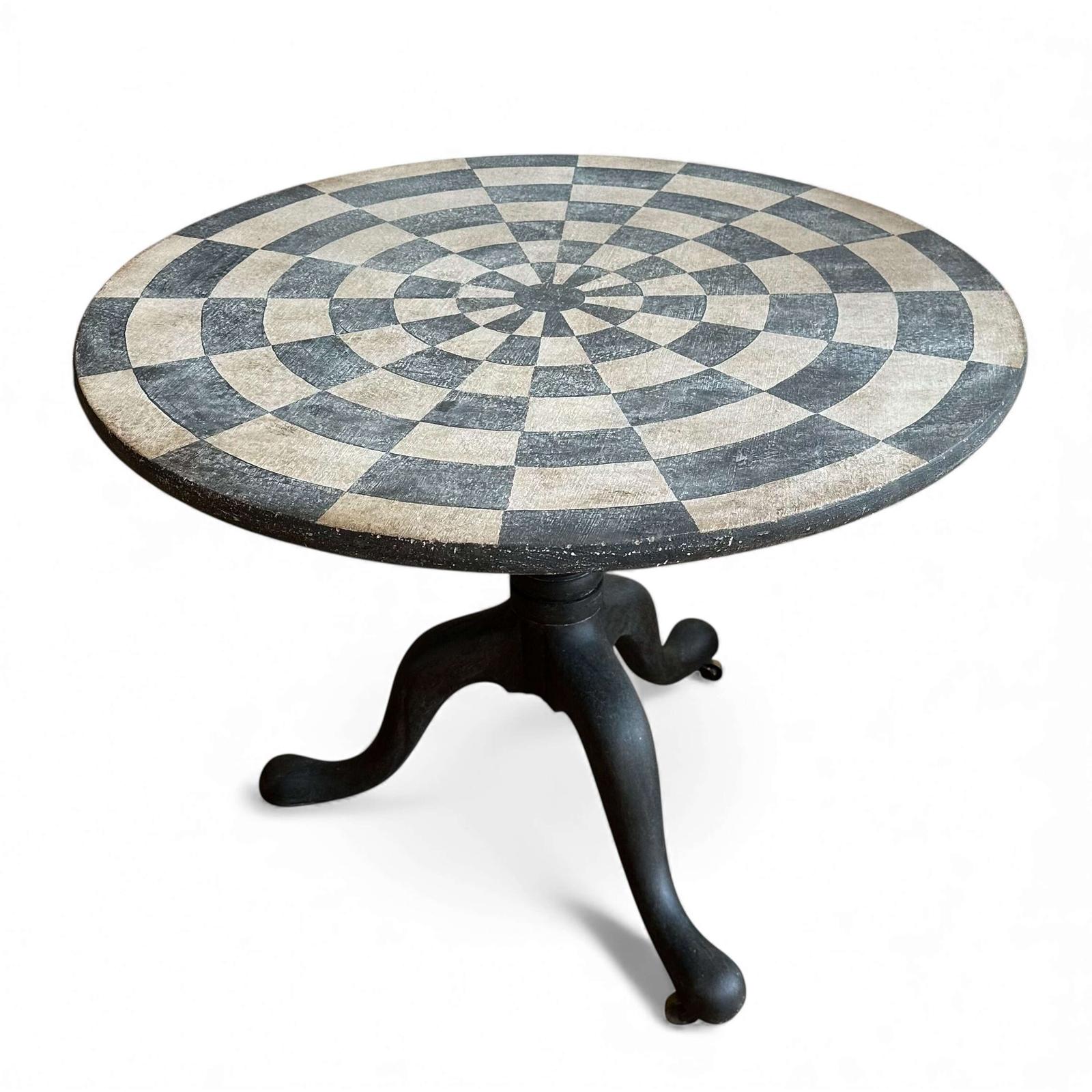 Antique Georgian Tilt-Top Table c.1780 - Decorative Hand-Painted Geometric Design (1 of 8)