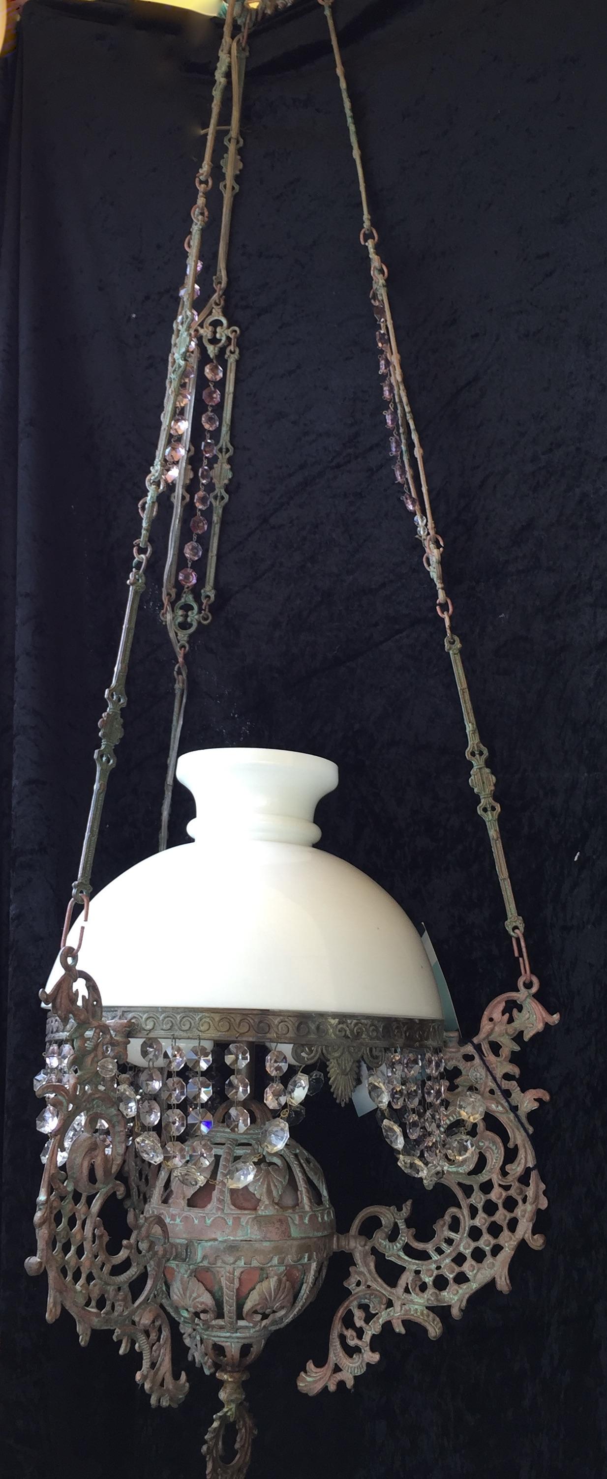 A FRENCH ART NEAUVEAUX ANTIQUE PENDANT LIGHT (1 of 6)