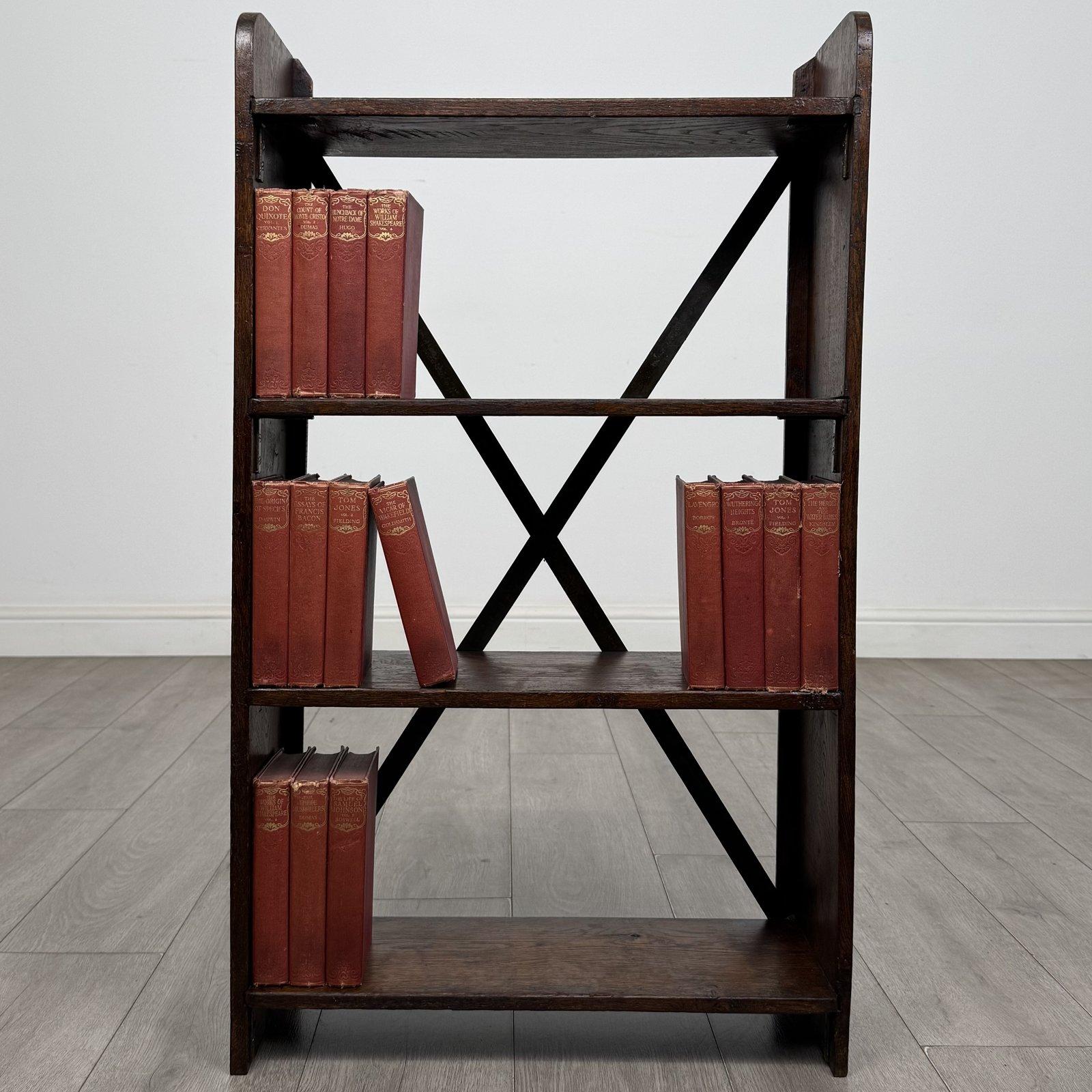 Antique Small Oak Open Bookcase | Arts & Crafts with Iron Cross Back | AF-6711 (1 of 10) Antique Small Oak Open Bookcase | Arts & Crafts with Iron Cross Back | AF-6711 (1 of 10)