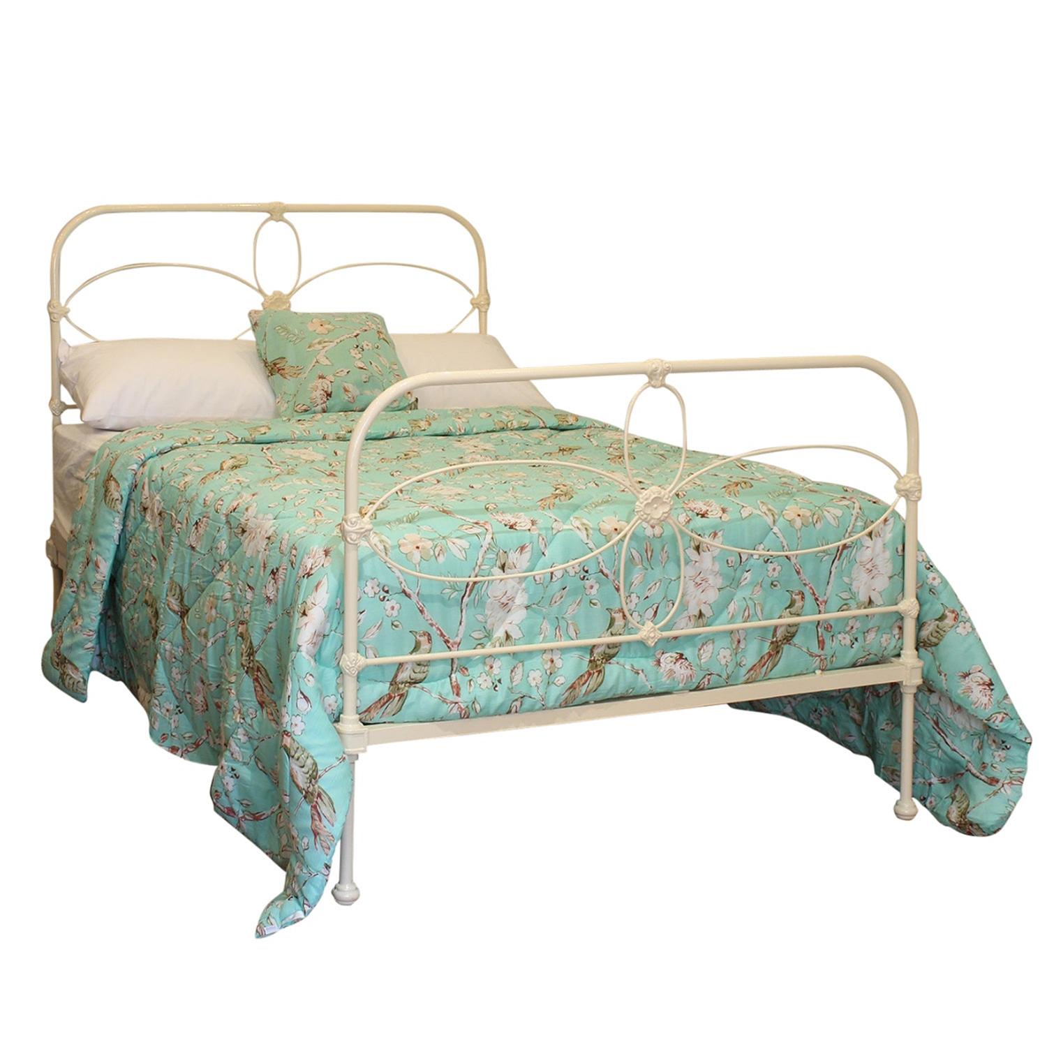 Double Antique Bed in Cream with Base (1 of 9)