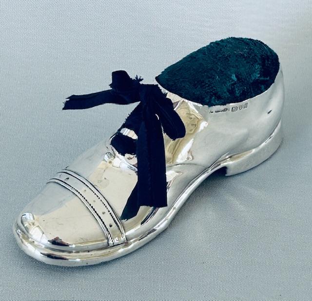 Extra Large Edwardian Novelty Silver Shoe Pin Cushion (1 of 6) Extra Large Edwardian Novelty Silver Shoe Pin Cushion (1 of 6)