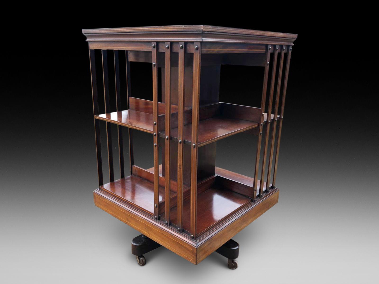 Mahogany Revolving Bookcase with Original Iron Base (1 of 4) Mahogany Revolving Bookcase with Original Iron Base (1 of 4)