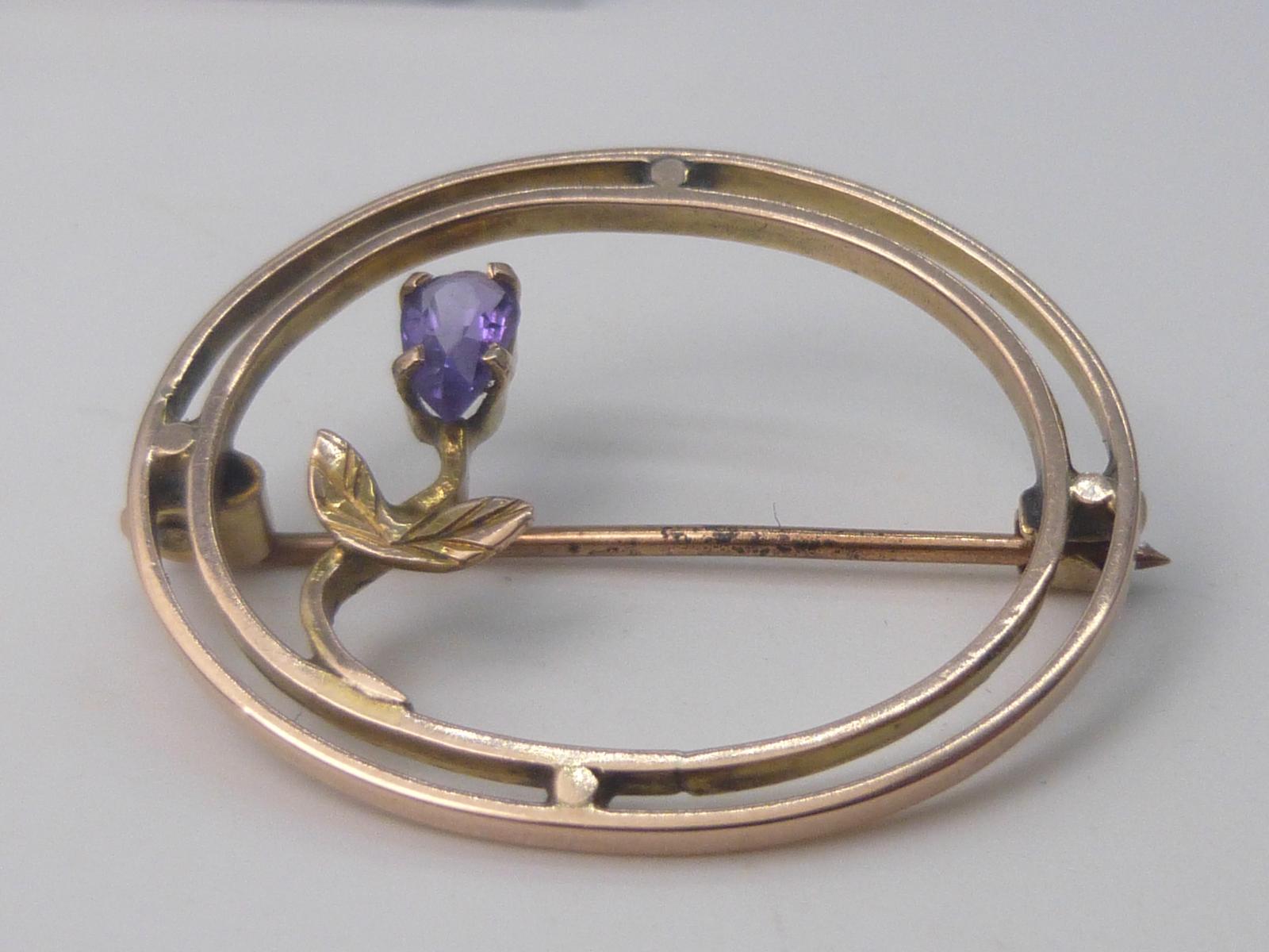 Edwardian Gold & Amethyst Brooch (1 of 7)
