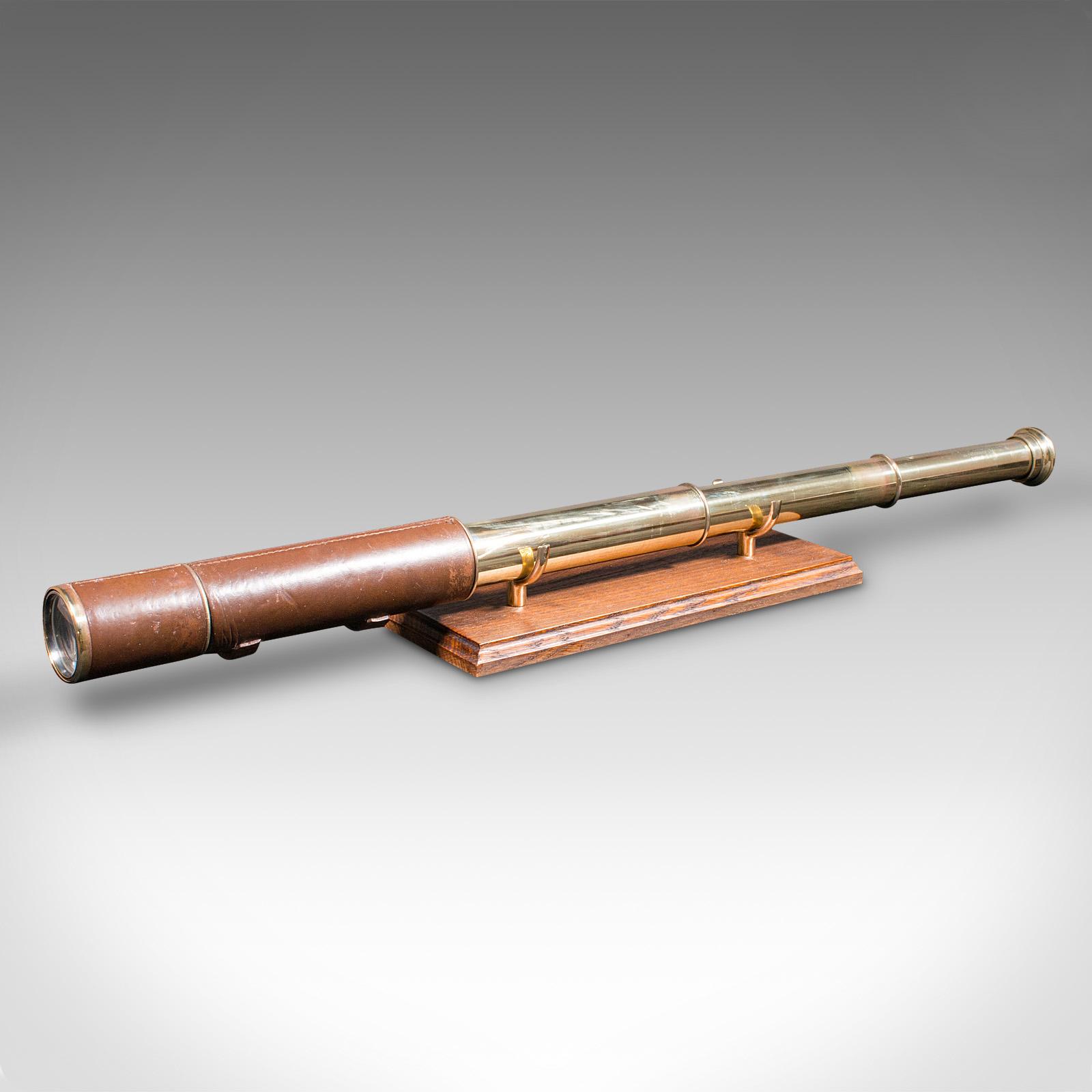 Antique 3 Draw Telescope, English, Leather, Broadhurst Clarkson & Co, Edwardian (1 of 8)