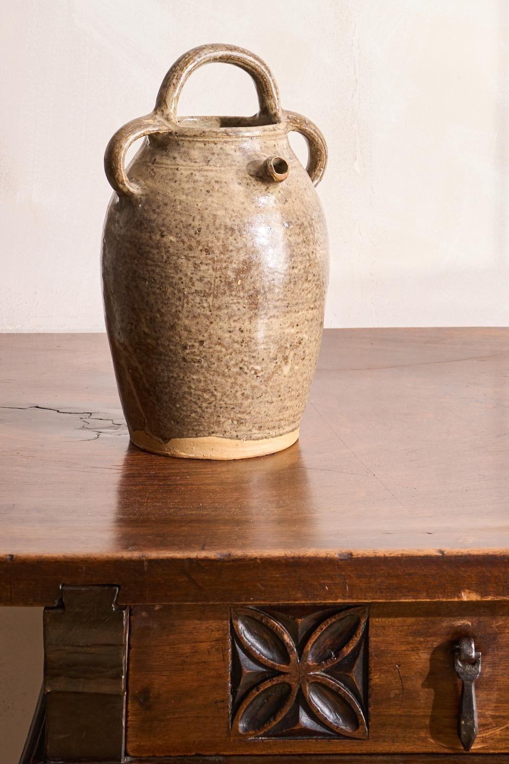Early 20th Century French Nut Oil Jar- Grey Glaze (1 of 5) Early 20th Century French Nut Oil Jar- Grey Glaze (1 of 5)
