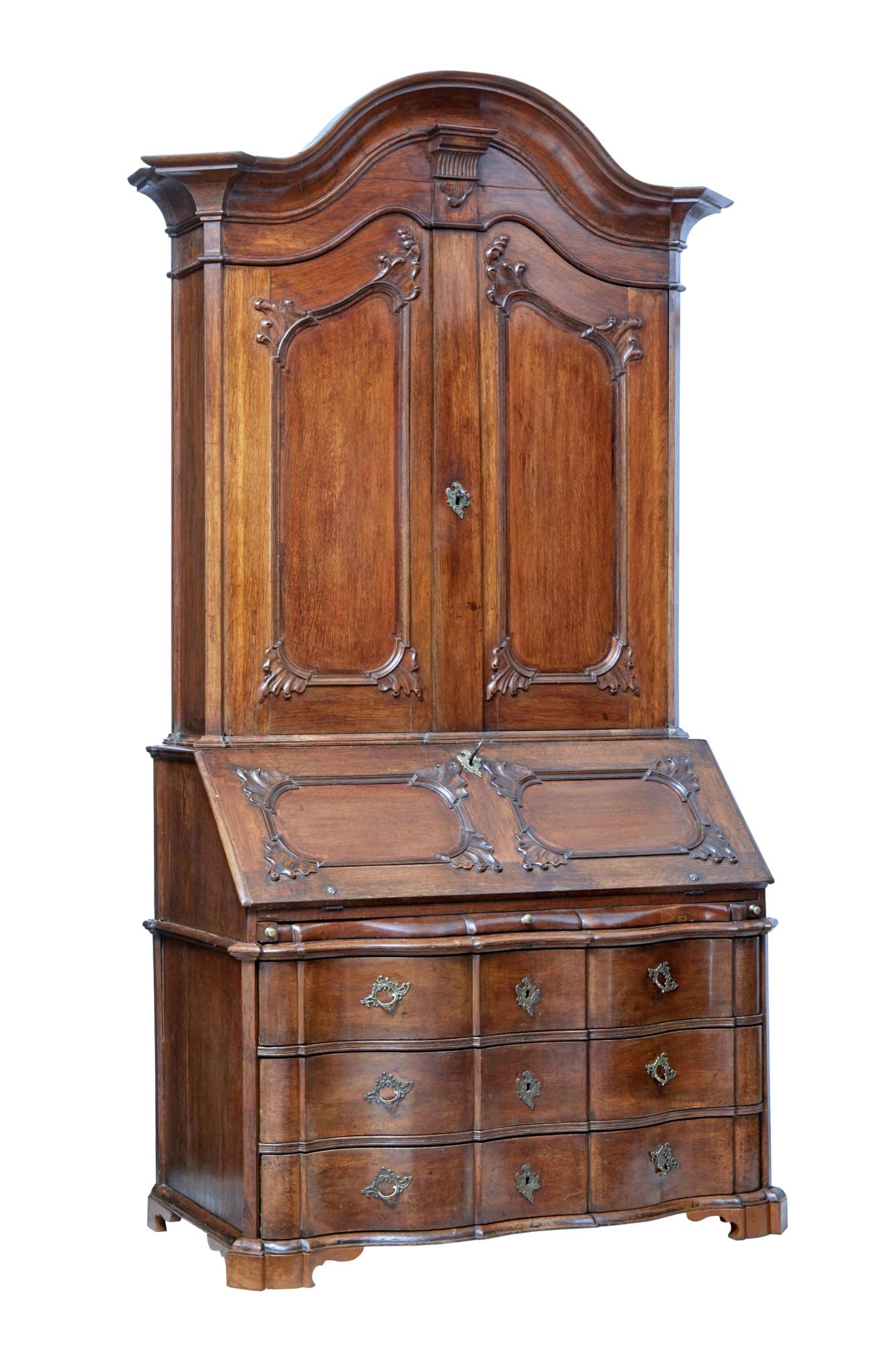 18th Century Norwegian Carved Oak Bureau Bookcase (1 of 12)