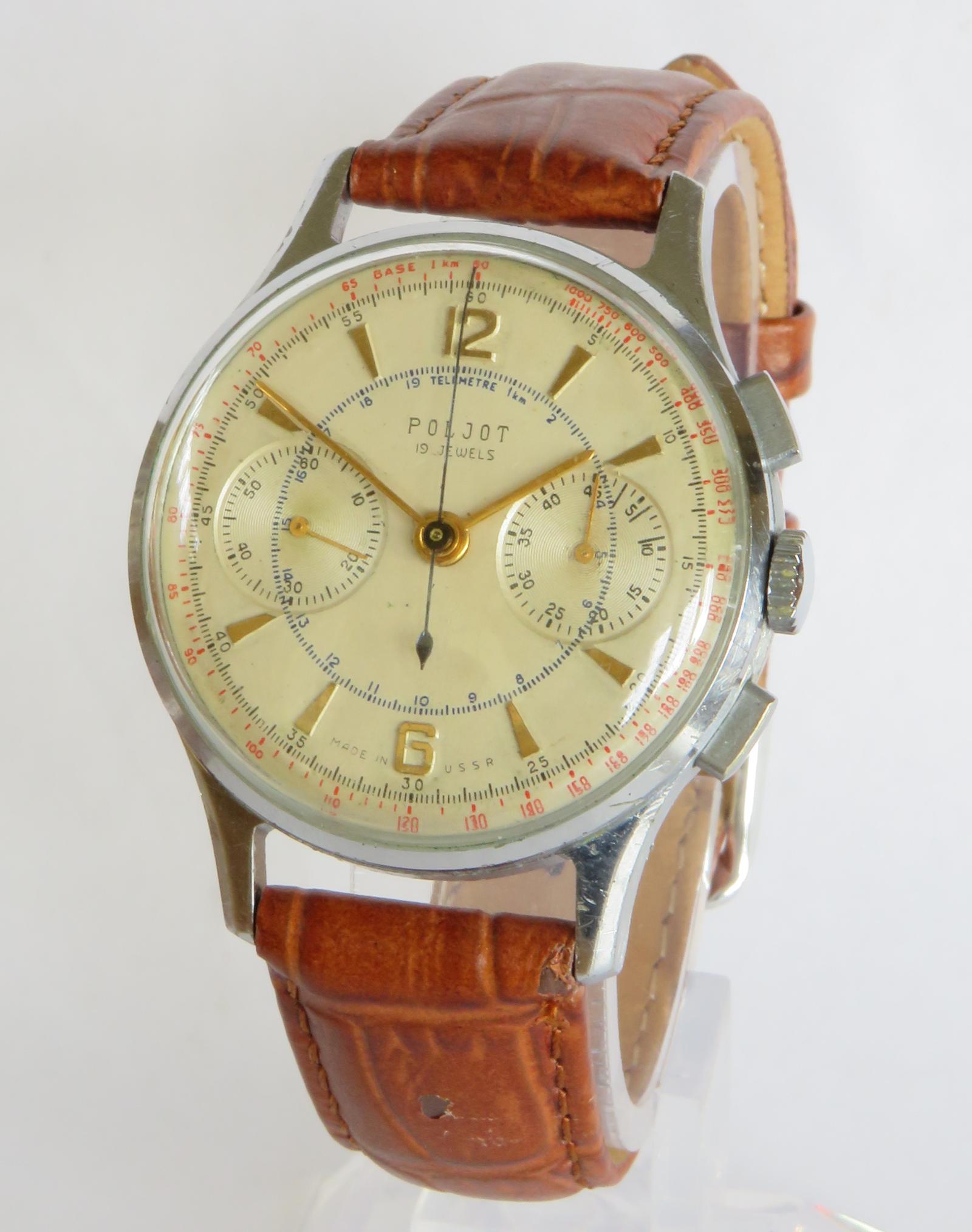 Watch : Gents Strela Poljot Chronograph Wrist Watch (1 of 5)