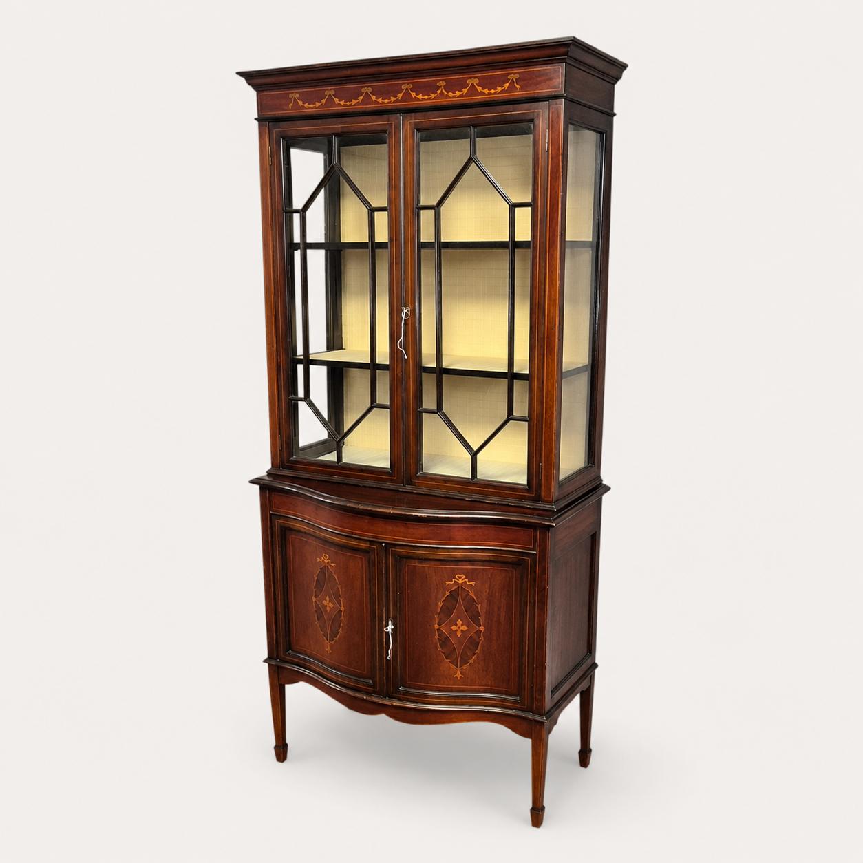 Edwardian Inlaid Mahogany Display Cabinet with Glazed Doors (1 of 17) Edwardian Inlaid Mahogany Display Cabinet with Glazed Doors (1 of 17)