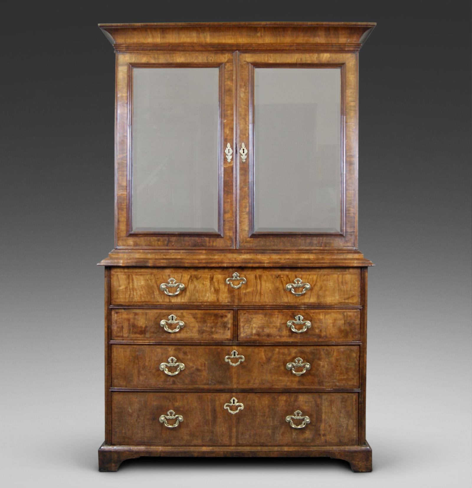 George I Figured Walnut Secretaire Cabinet (1 of 7)