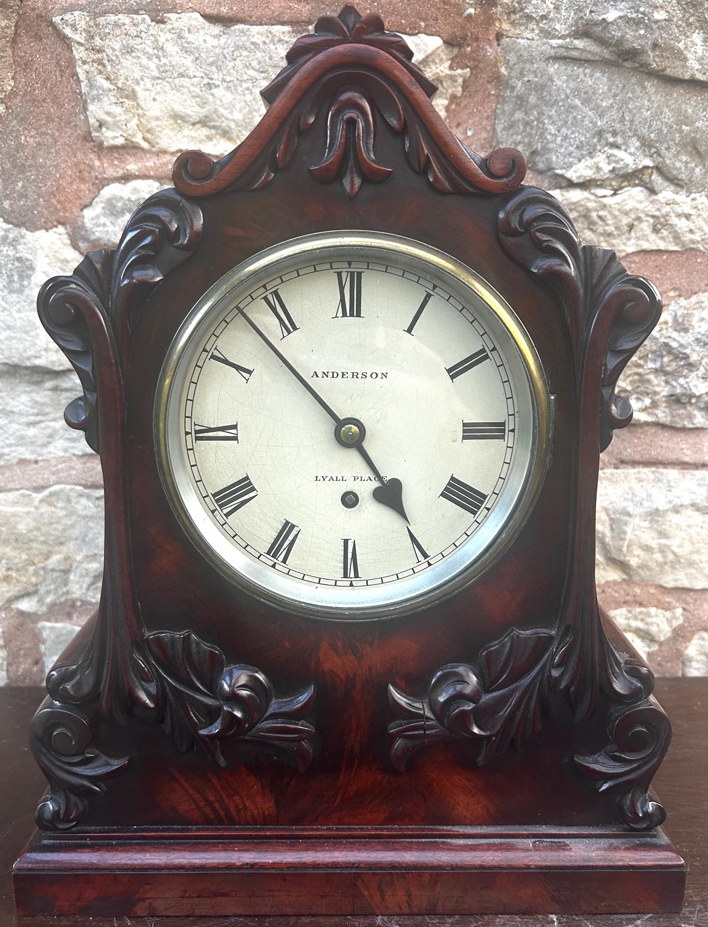 Antique English Single Fusee Bracket Clock Anderson Lyall Place 8 Day Fusee Mantel Clock (1 of 12)