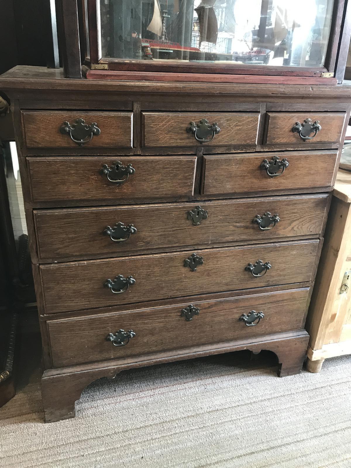 Antique Oak 2 Piece 8 Drawer Chest (1 of 1)