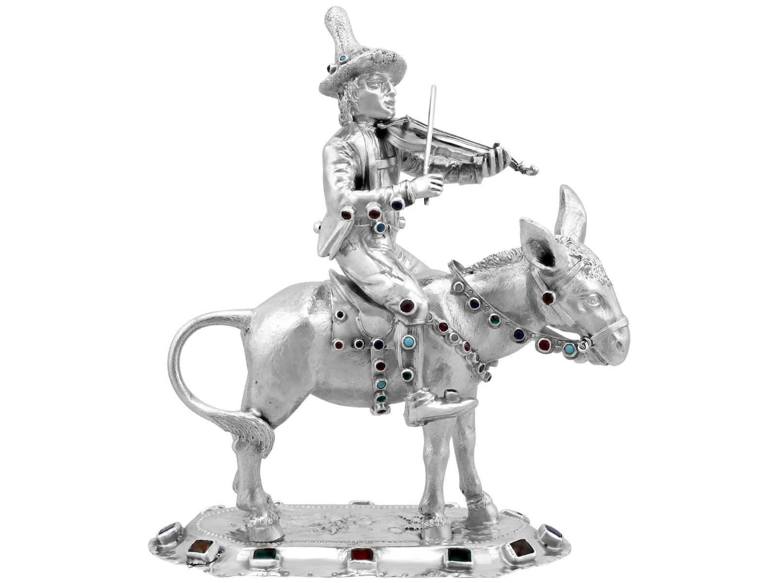 Antique Austro-Hungarian Silver Musician & Donkey Table Ornament (1 of 12)