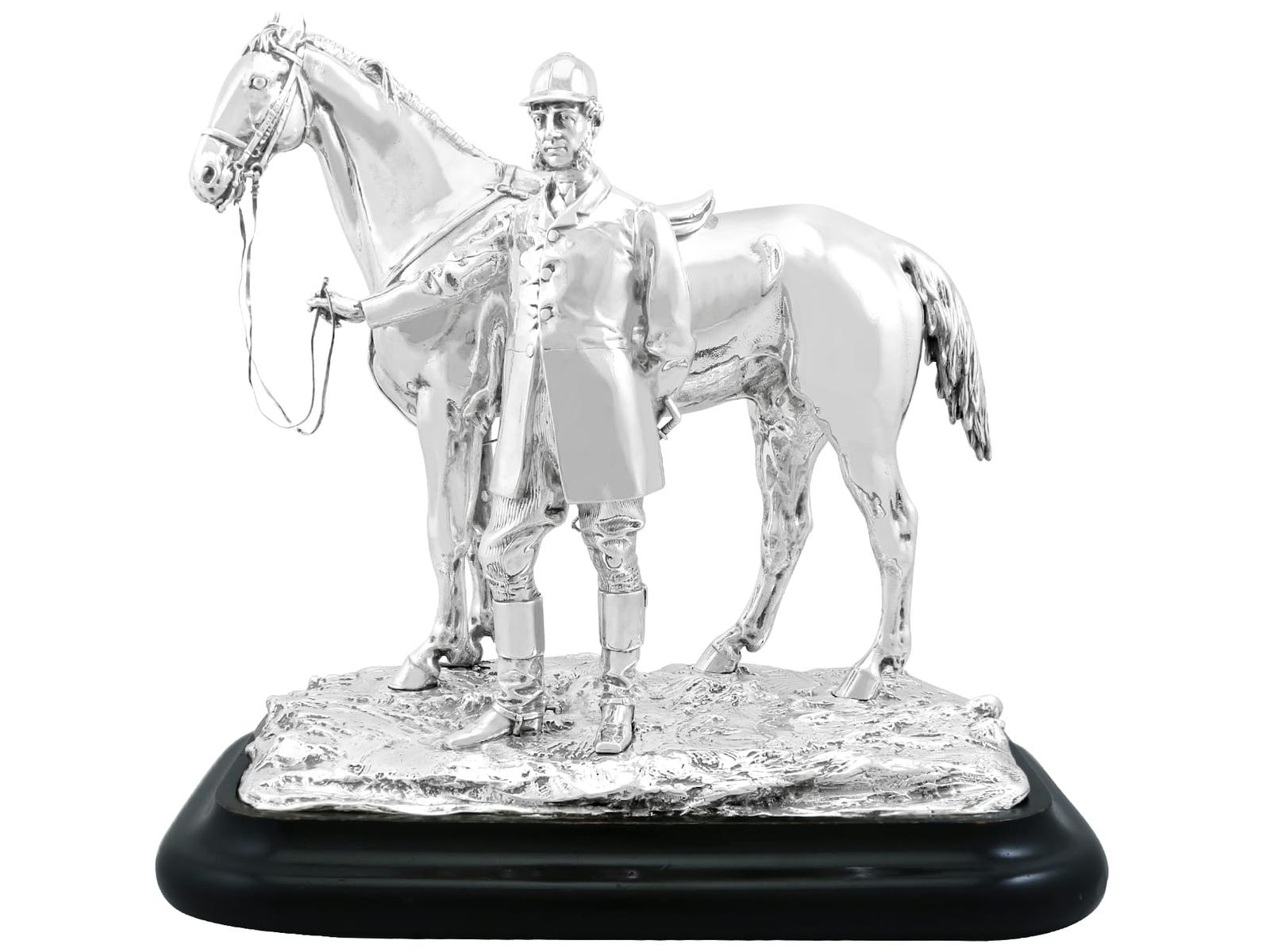 Sterling Silver Horse & Huntsman Table Centrepiece - Antique Victorian 1869 (1 of 11)