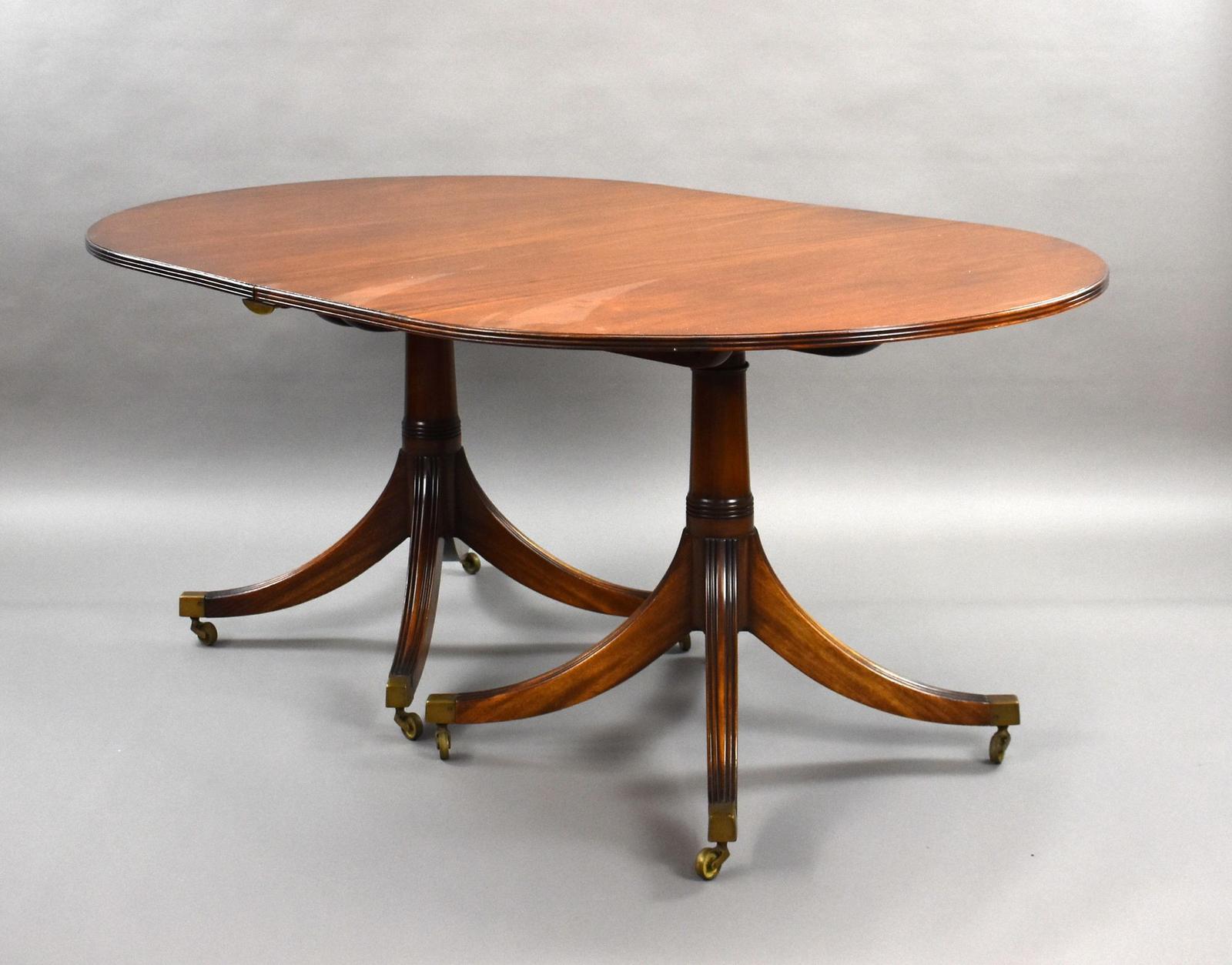 Antique Regency Style Mahogany Pedestal Dining Table (1 of 6)