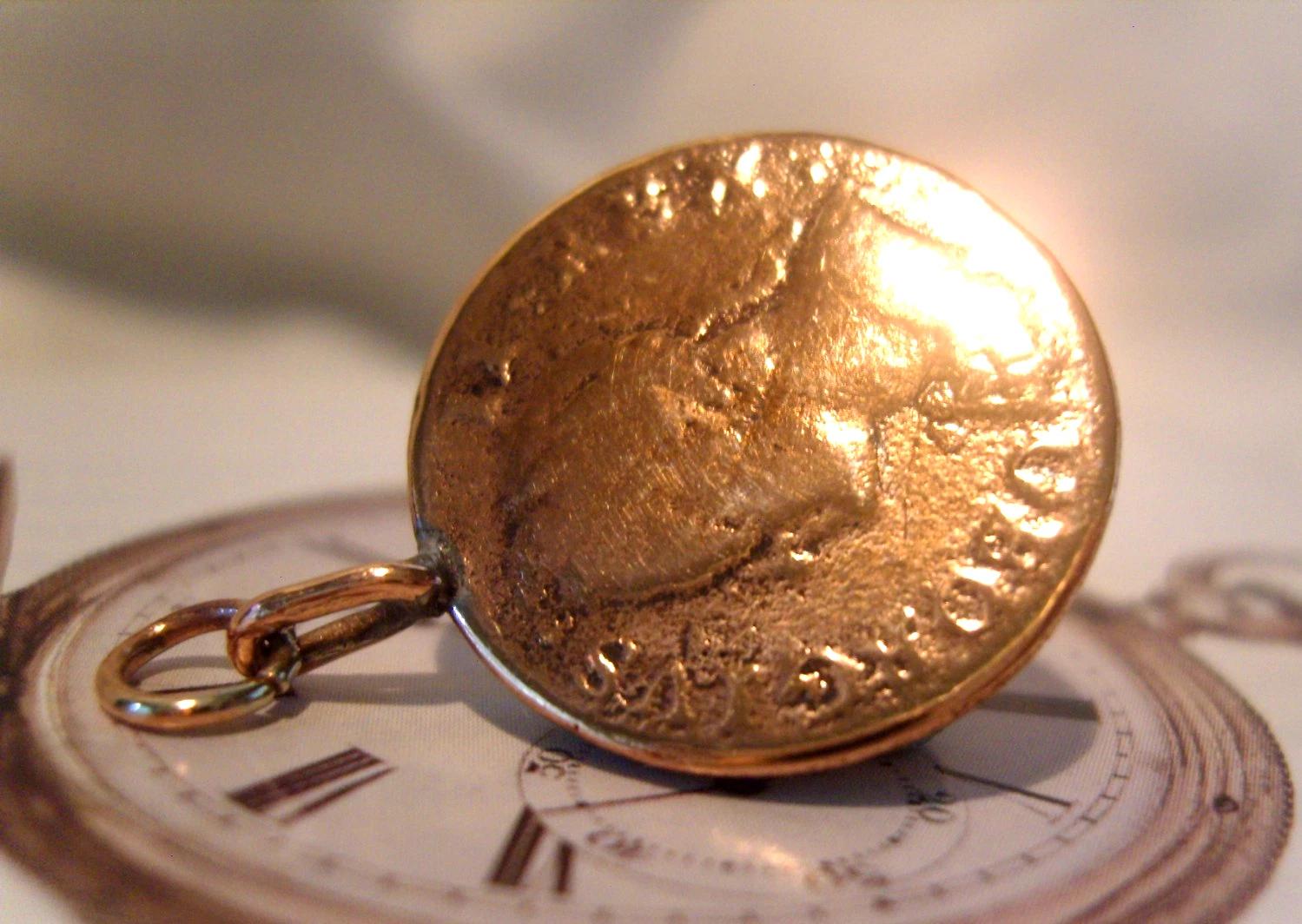 Pocket Watch Chain Coin Fob 1754 Antique English Farthing King George II (1 of 7) Pocket Watch Chain Coin Fob 1754 Antique English Farthing King George II (1 of 7)