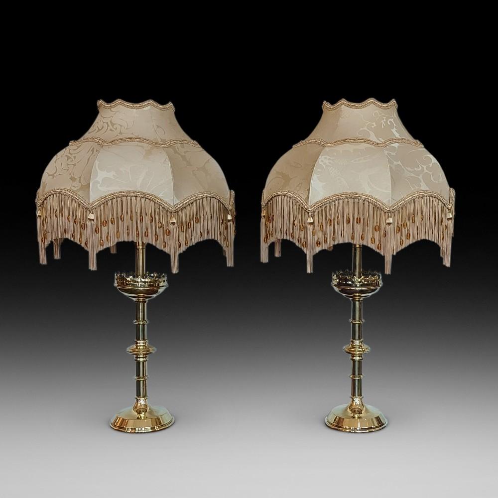 Pair of 19th Century Gothic Revival Brass Altar Sticks (1 of 8)