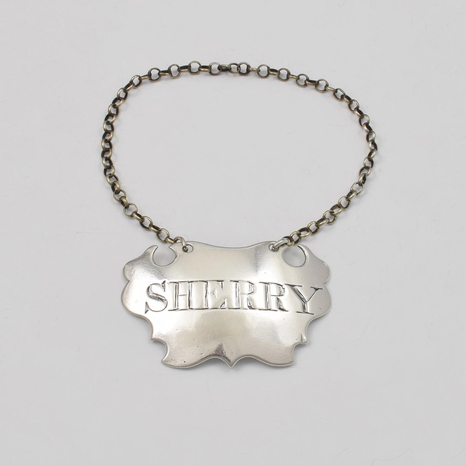 Georgian Silver Escutcheon Decanter Wine Label "Sherry" John Reily 1822 (1 of 4)