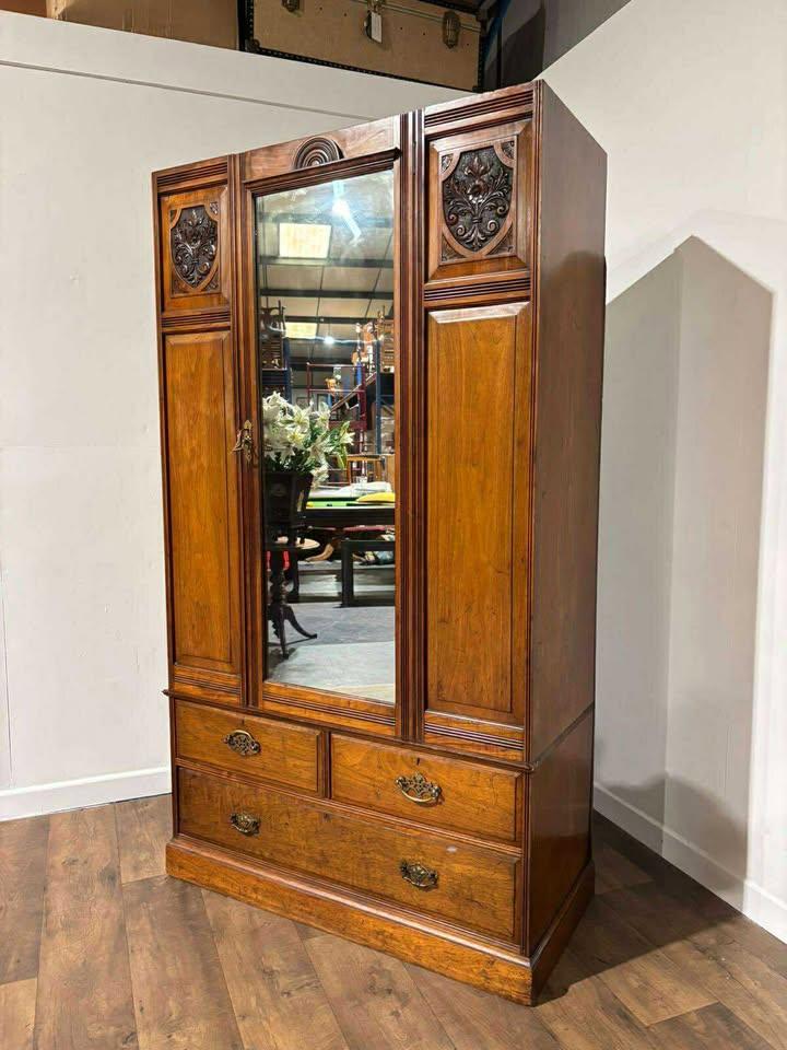 Edwardian Mahogany Mirrored Door Wardrobe (1 of 18)