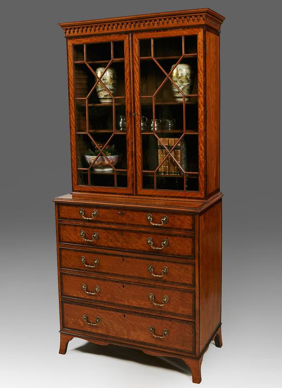 Satinwood Mahogany Secretaire Bookcase Chest Drawers Gillows Lancaster Georgian (1 of 6)