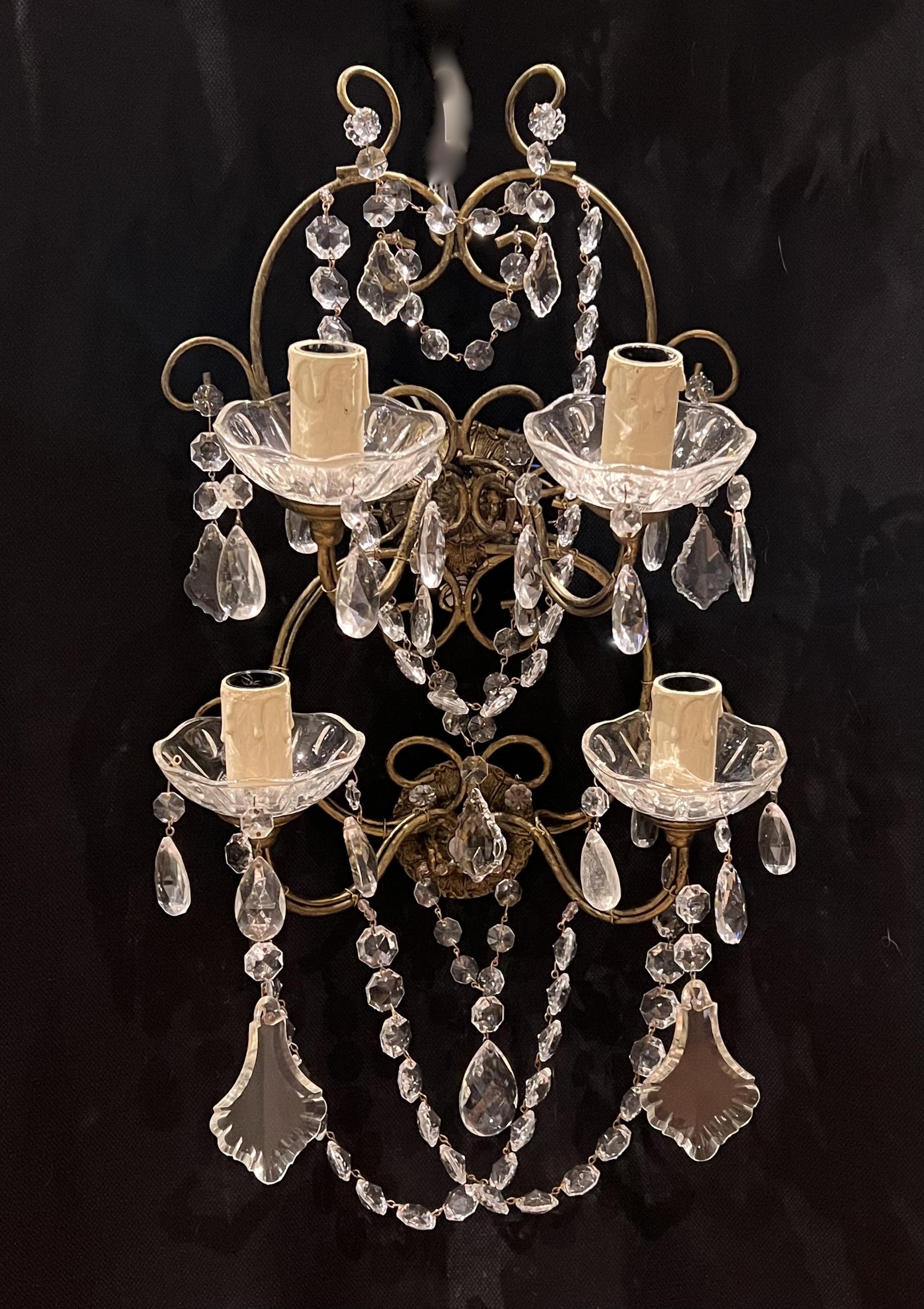 Pair of Italian Gilt Framed Four Light Antique Wall Lights (1 of 6)