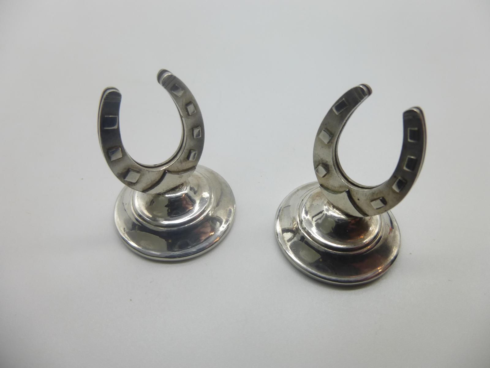Pair of Sterling Silver Horseshoe Menu Card Holders (1 of 5)