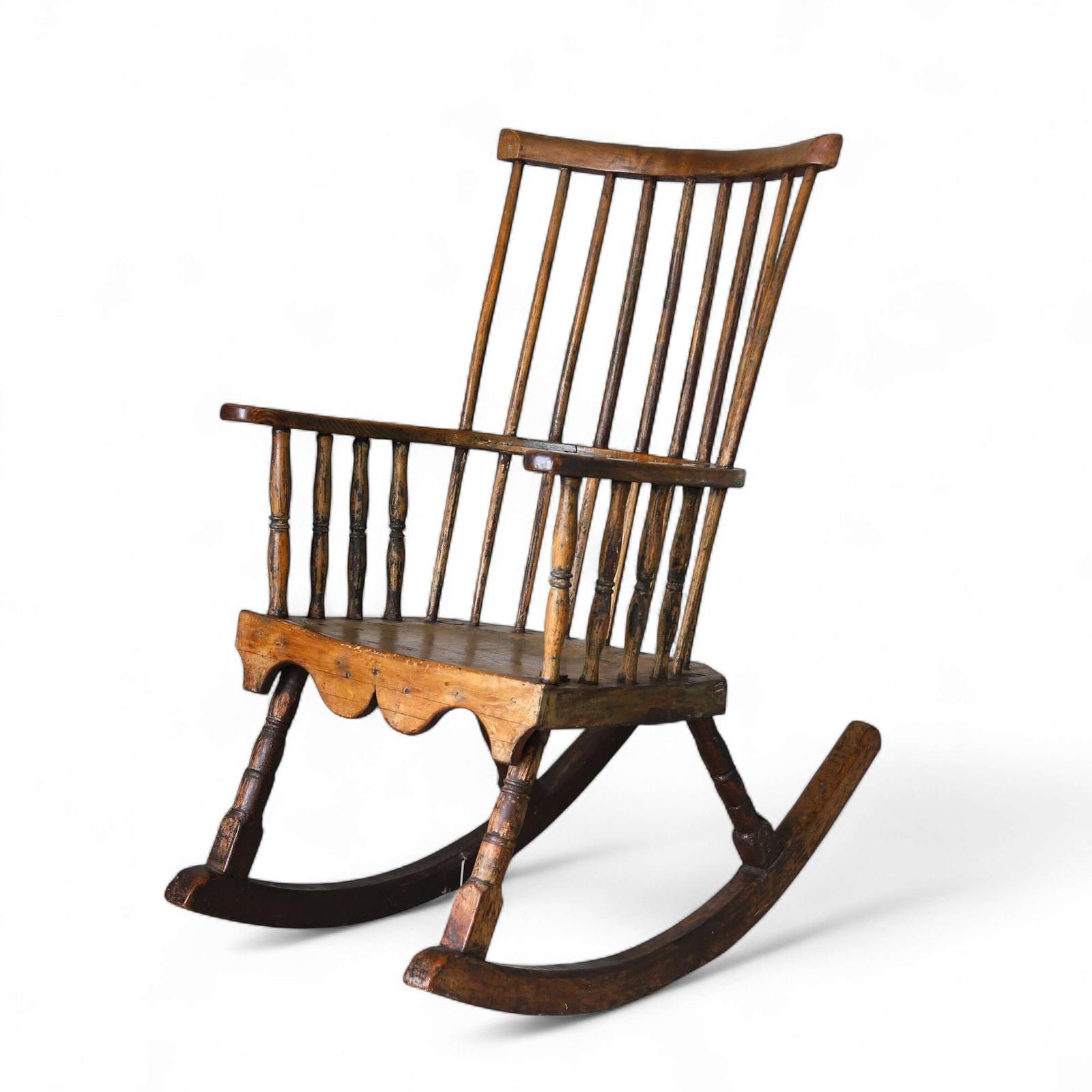 19th Century Primitive Vernacular English Comb-back Rocking Chair - Ash & Sycamore (1 of 4)