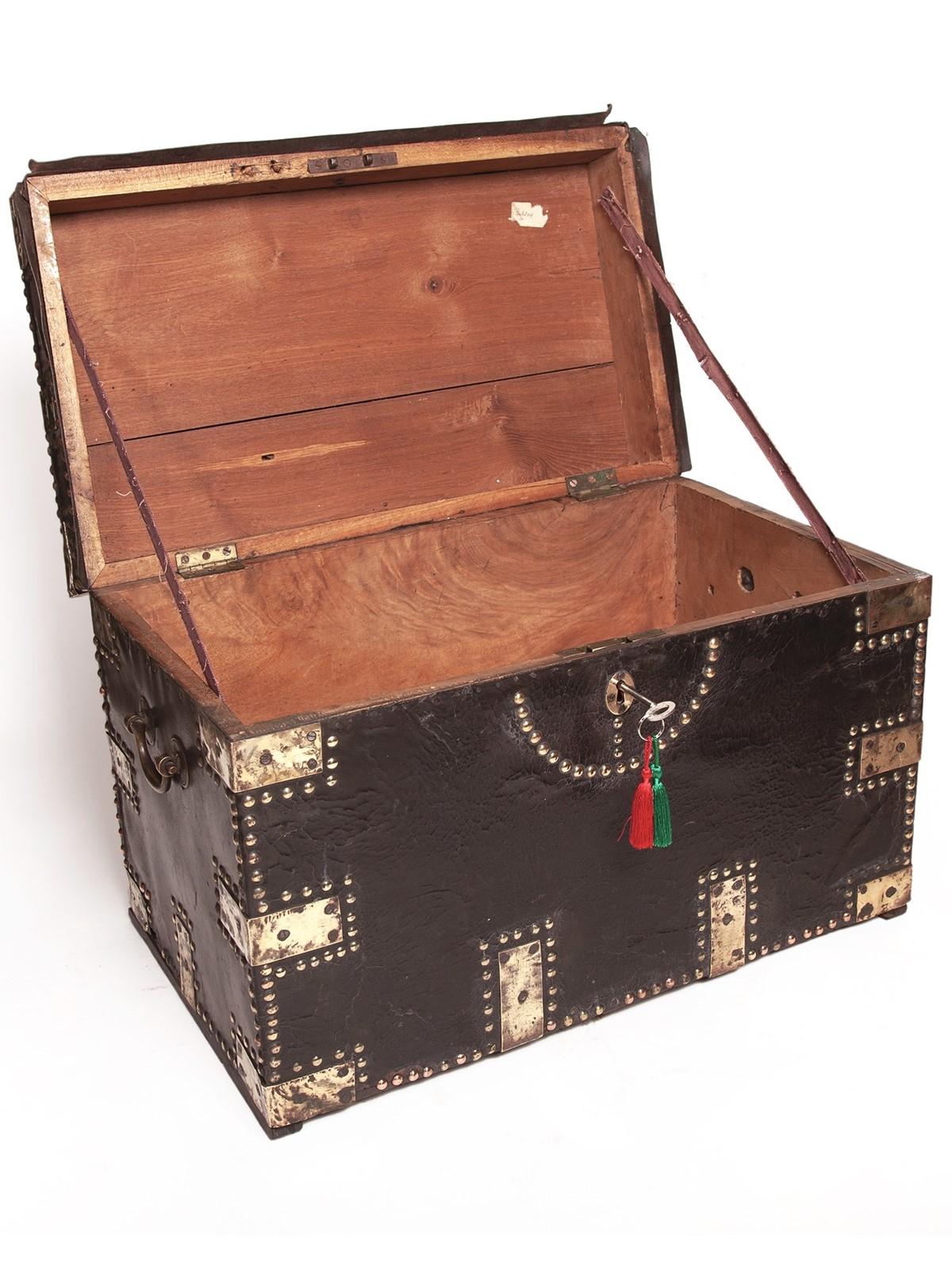 Colonial Brass & Leather Bound Camphorwood Trunk (1 of 11)
