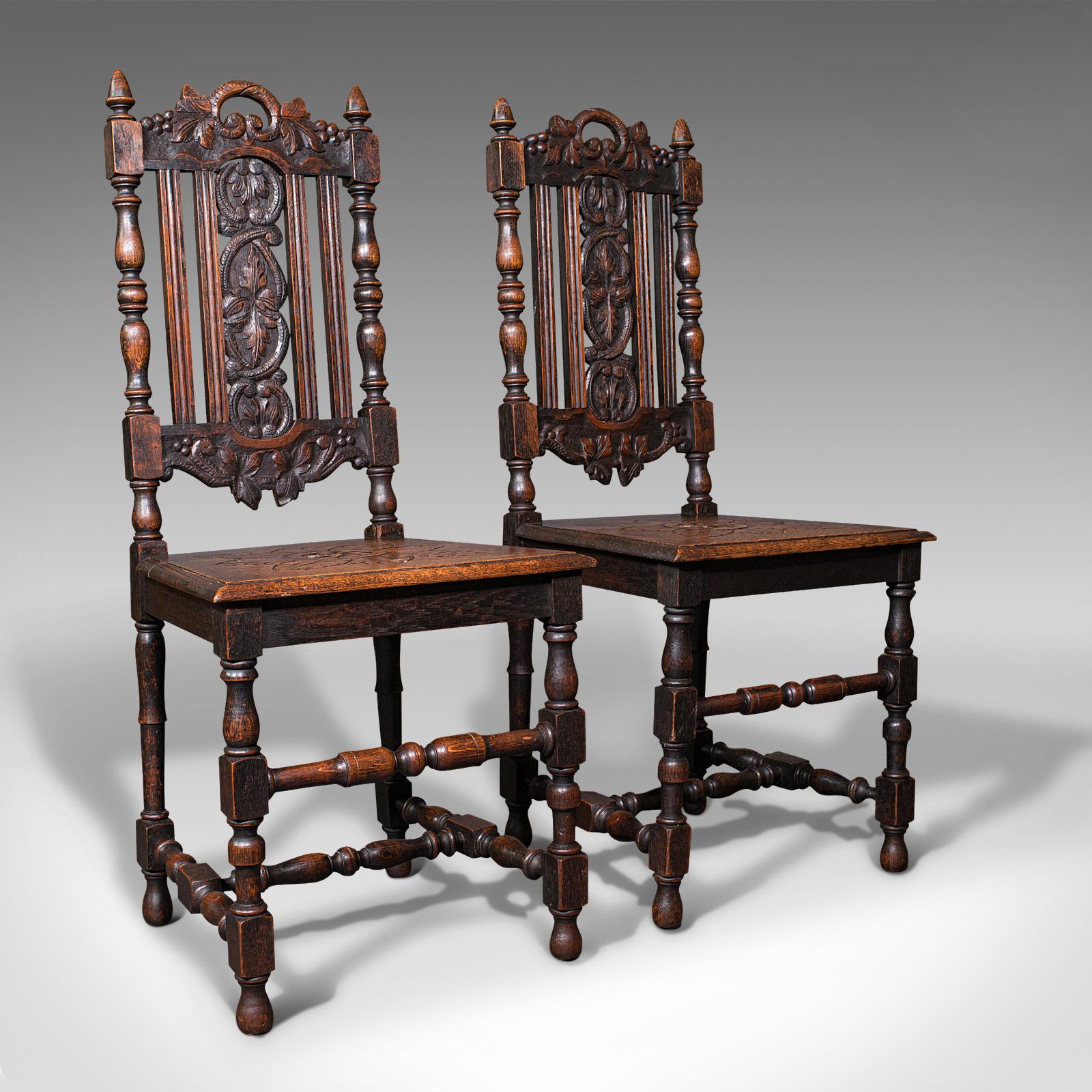 Antique Carved Hall Chairs, Scottish, Oak, Decorative, Side Seat, Victorian (1 of 12) Antique Carved Hall Chairs, Scottish, Oak, Decorative, Side Seat, Victorian (1 of 12)