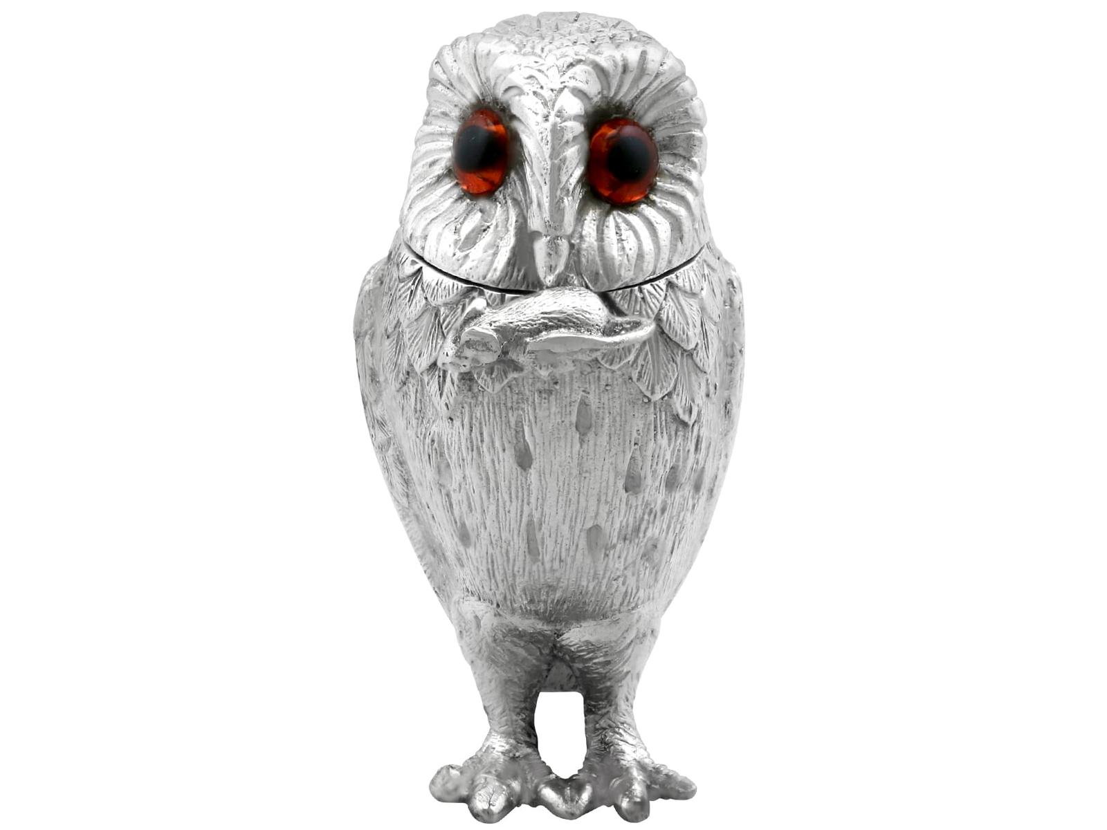 Vintage Sterling Silver Owl Mustard Pot 1962 (1 of 13)