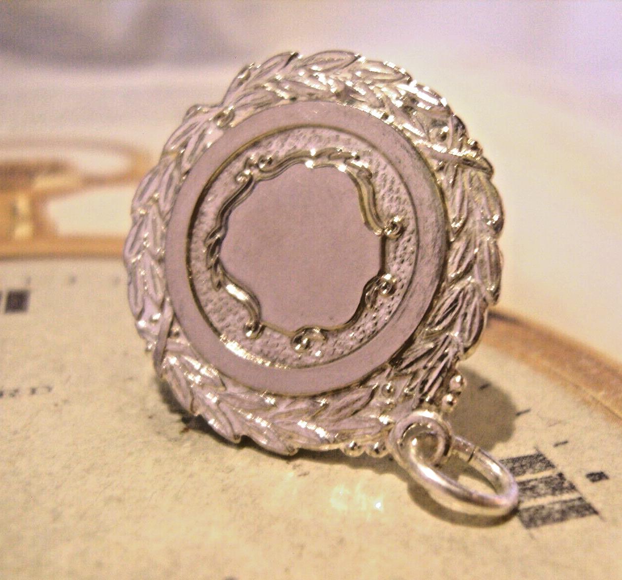 Shield Fob 1940s Vintage Large Silver Chrome Pocket Watch Chain Ornate Fob Nos (1 of 7) Shield Fob 1940s Vintage Large Silver Chrome Pocket Watch Chain Ornate Fob Nos (1 of 7)