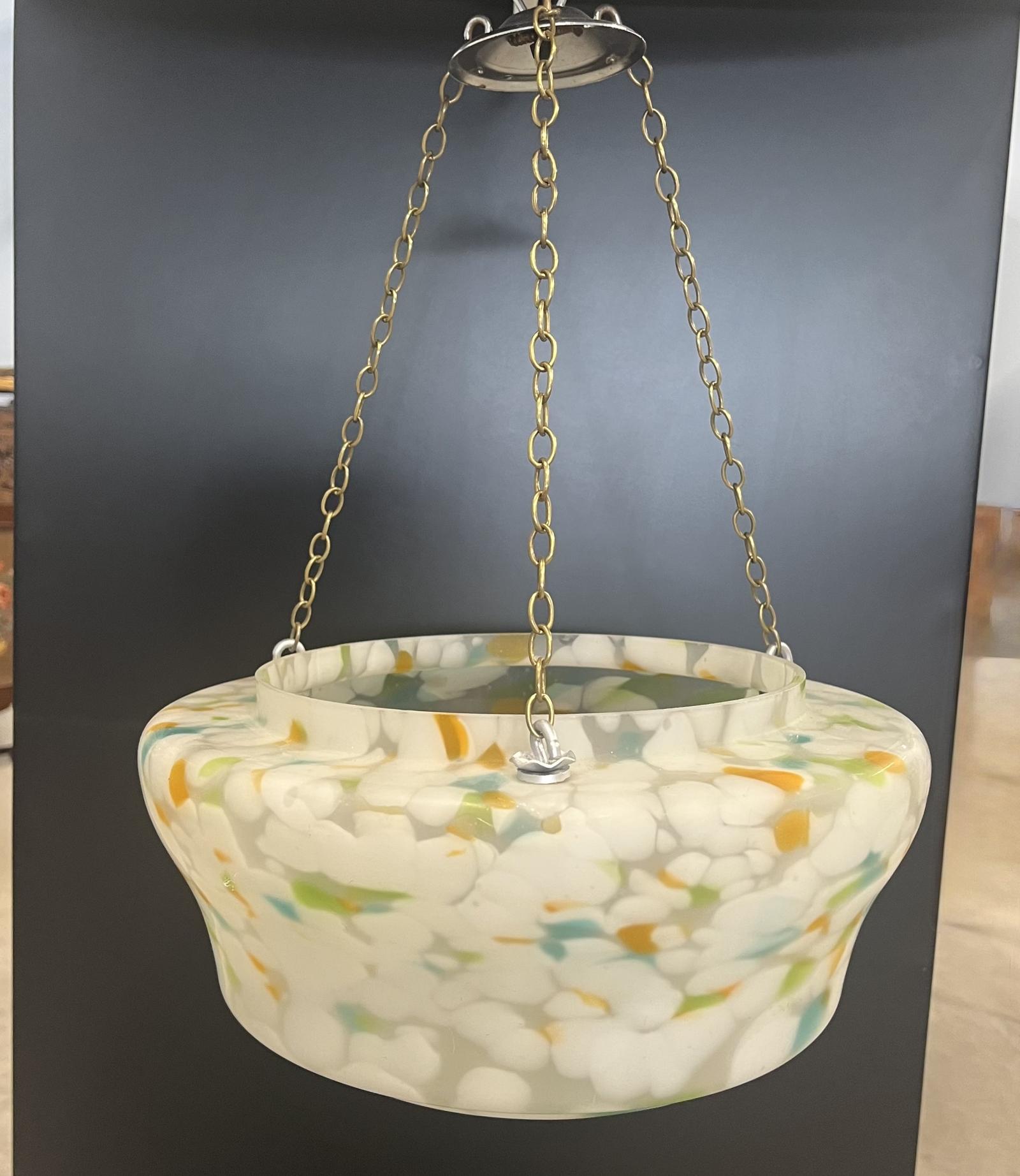 Art Deco Plafonnier Frosted Glass Lamp Shade, Nicknamed “The Fly Catcher” (1 of 1)