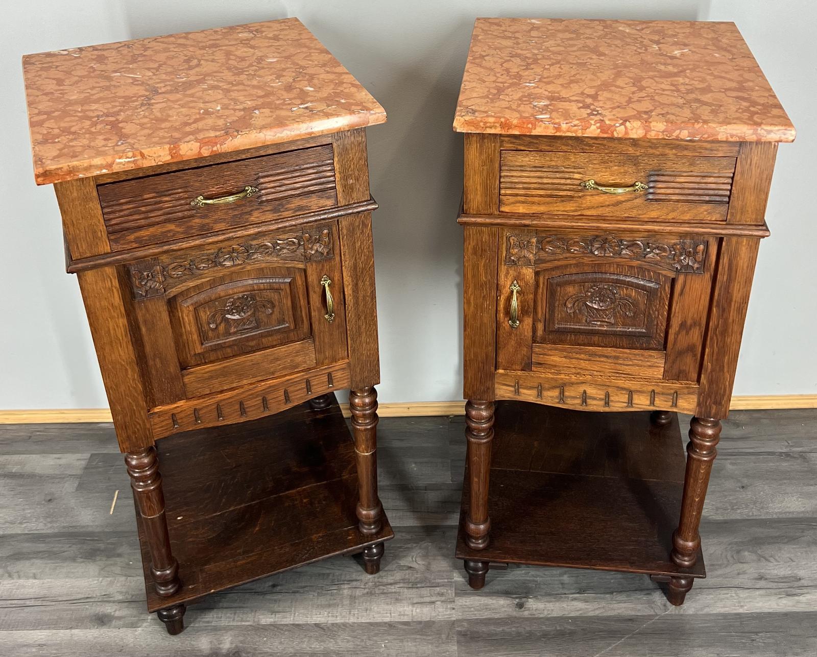 Antique French Oak Bedside Tables Pair Marble Top Cupboards Cabinets LOT 3923 (1 of 13) Antique French Oak Bedside Tables Pair Marble Top Cupboards Cabinets LOT 3923 (1 of 13)