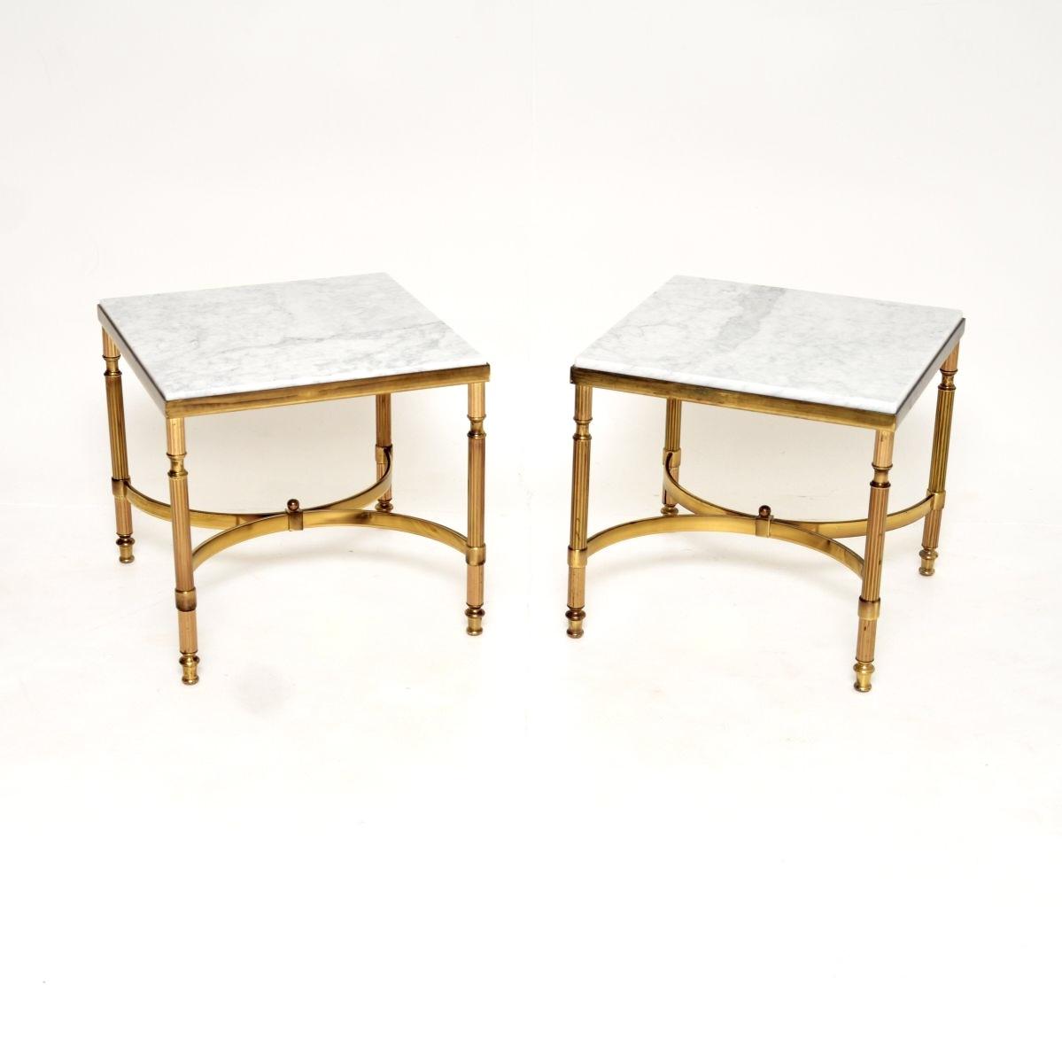 Pair of Vintage French Brass and Marble Side Tables (1 of 7)