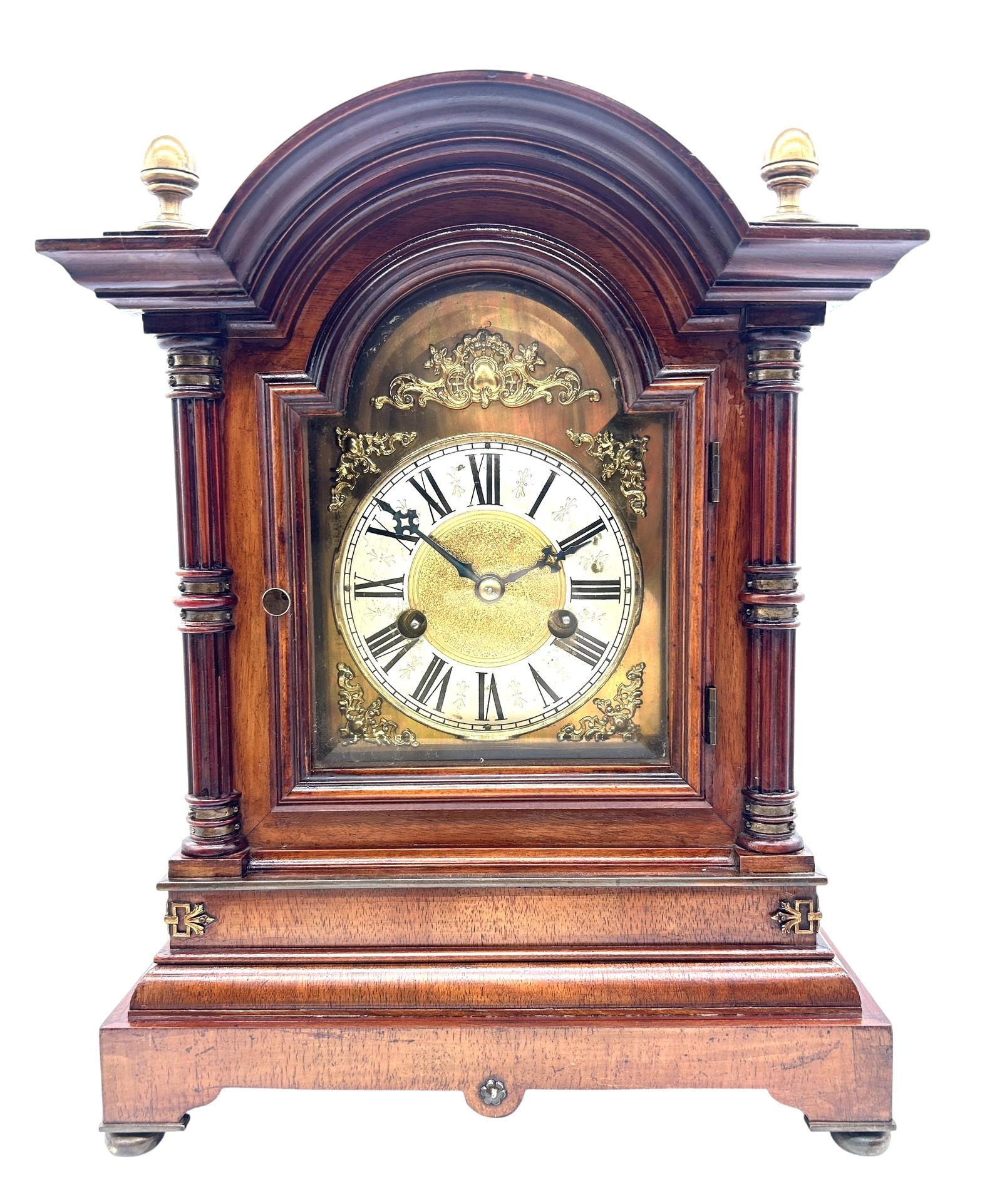 Antique HAC Mahogany Bracket Clock c.1900, German 8-day Quarter Striking Ting Tang Mantel Clock, Architectural Clock Brass Dial, Hamburg American (1 of 14) Antique HAC Mahogany Bracket Clock c.1900, German 8-day Quarter Striking Ting Tang Mantel Clock, Architectural Clock Brass Dial, Hamburg American (1 of 14)