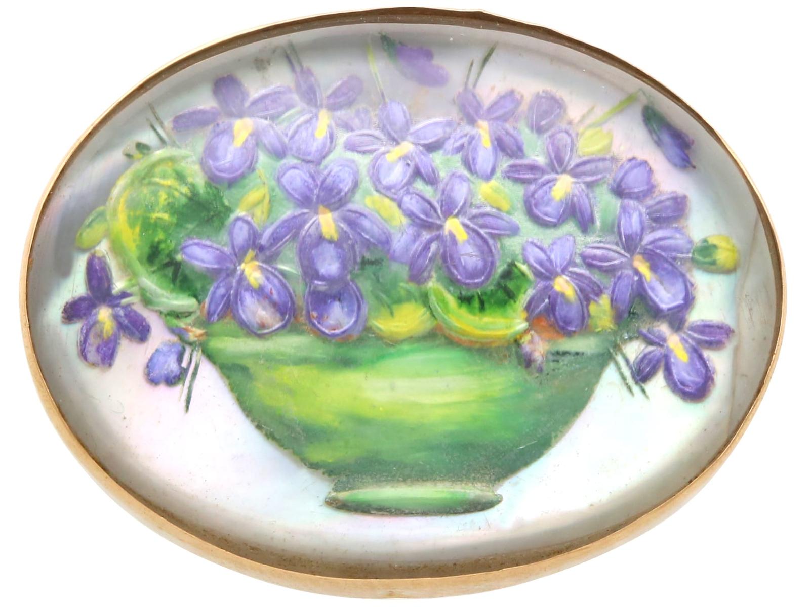 Antique Essex Crystal & 14k Yellow Gold Brooch c.1915 (1 of 11)