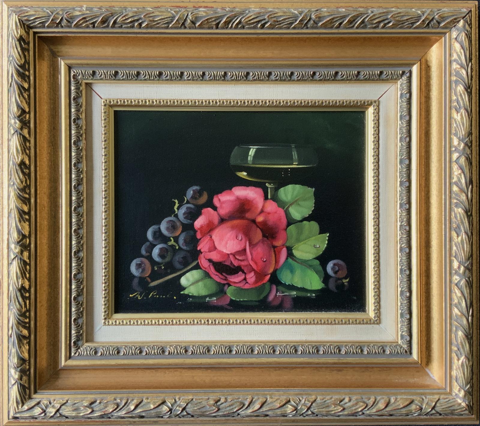 Beautiful Contemporary Still Life Oil Painting – Roses, Grapes & Wine (1 of 9) Beautiful Contemporary Still Life Oil Painting – Roses, Grapes & Wine (1 of 9)