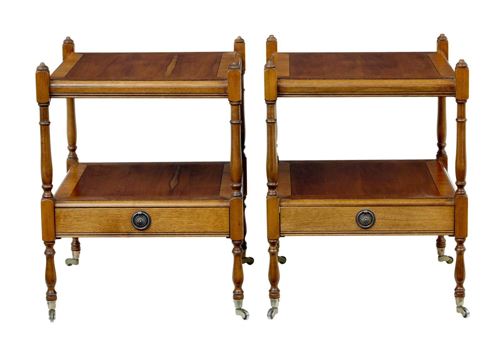 Pair of Mid Century Yew Wood Side Tables (1 of 7) Pair of Mid Century Yew Wood Side Tables (1 of 7)