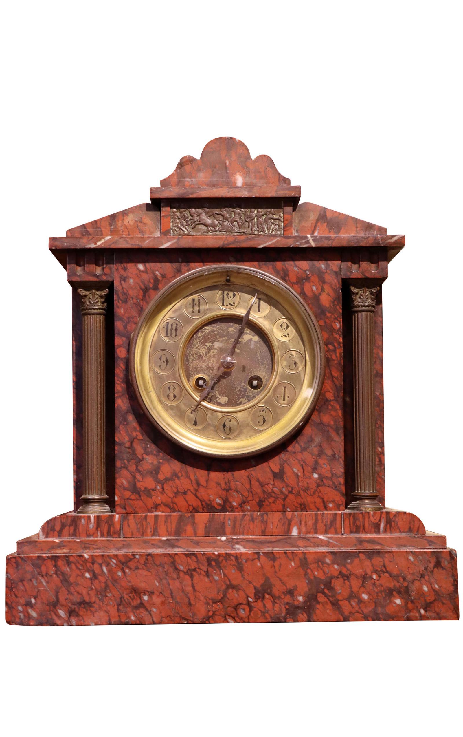 French Rouge Marble & Bronze Mounted Mantel Clock c.1870 (1 of 6) French Rouge Marble & Bronze Mounted Mantel Clock c.1870 (1 of 6)