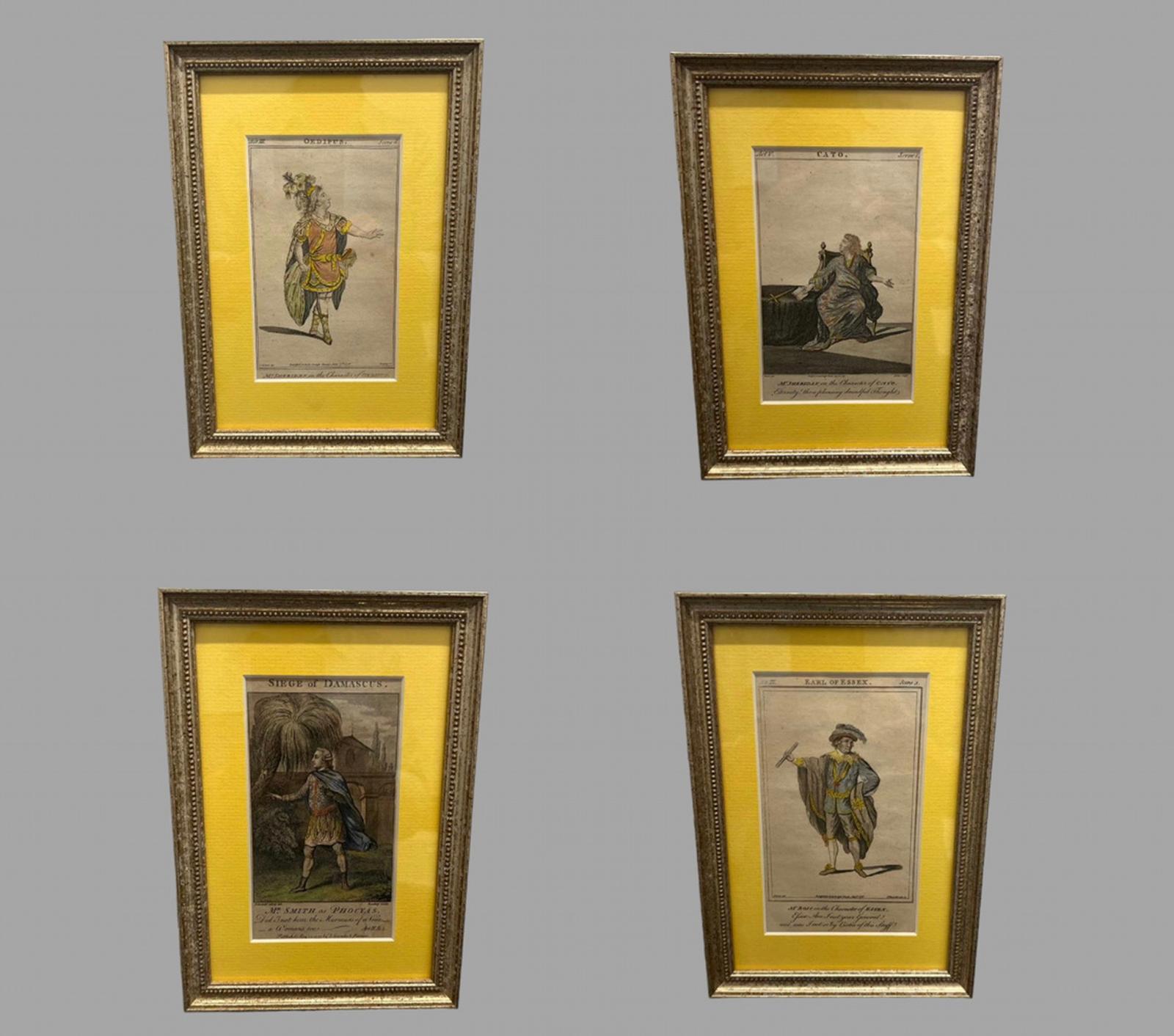 Set of Four Framed Theatrical Prints Hand Coloured (1 of 5)