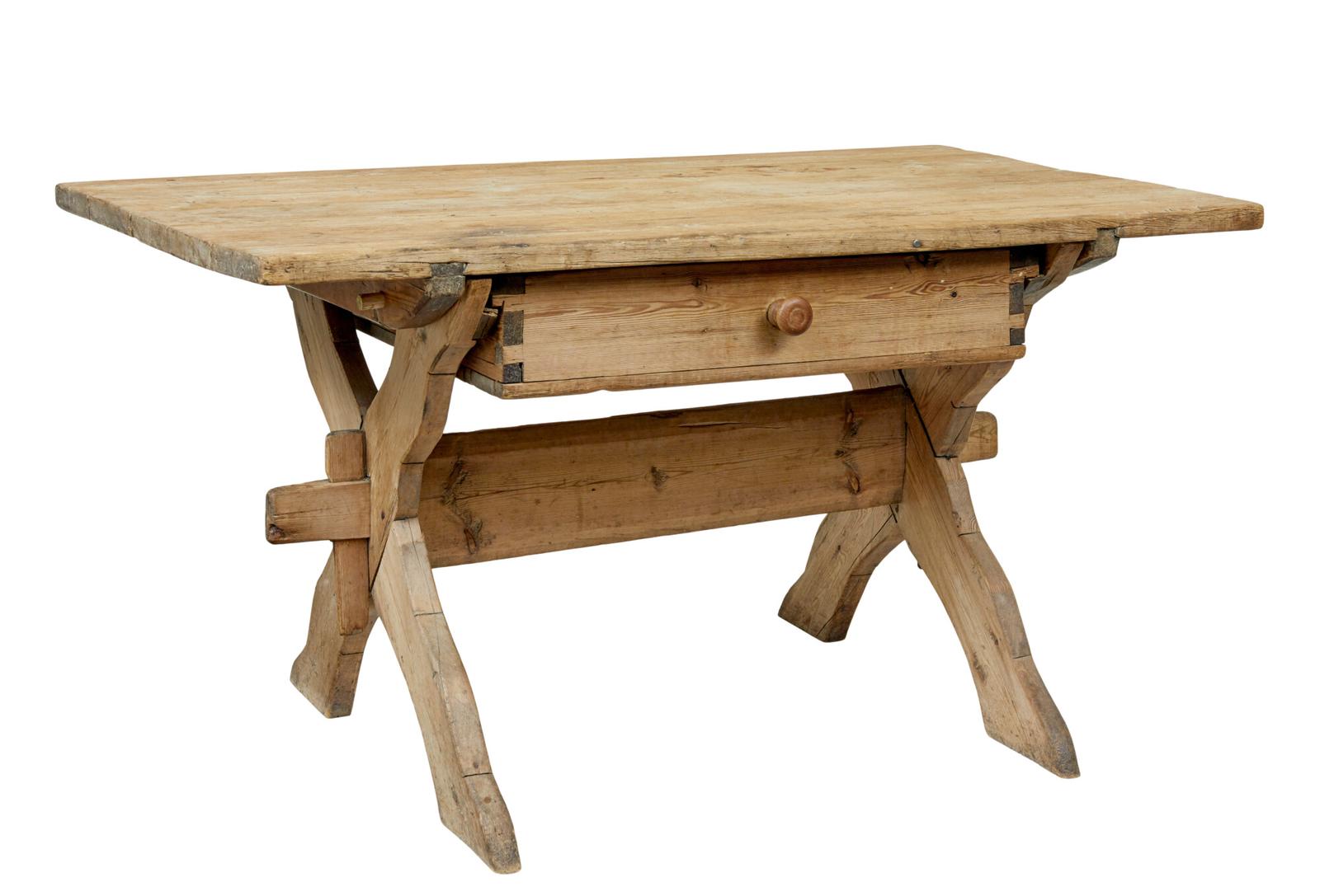 19th Century Swedish Pine X Frame Kitchen Table (1 of 11) 19th Century Swedish Pine X Frame Kitchen Table (1 of 11)